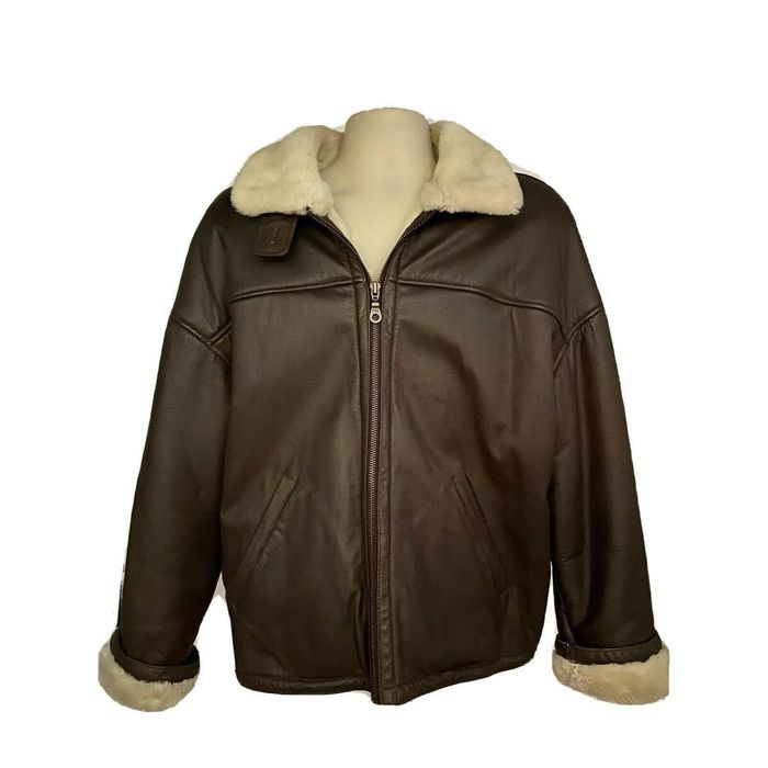 Wilsons Leather Wilsons Leather Faux Fur Brown Avaitor Bomber Jacket ...