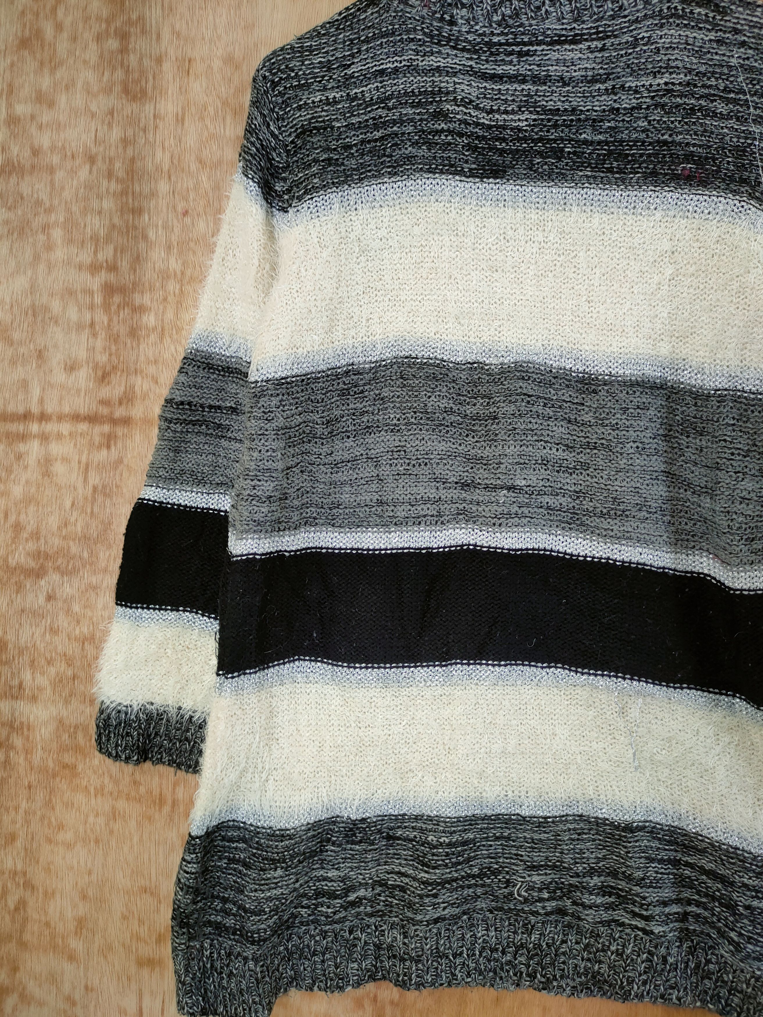 Vintage HK Work London stripe mohair fur shaggy knitwear #46-560 Size L / US 10 / IT 46 - 8 Thumbnail