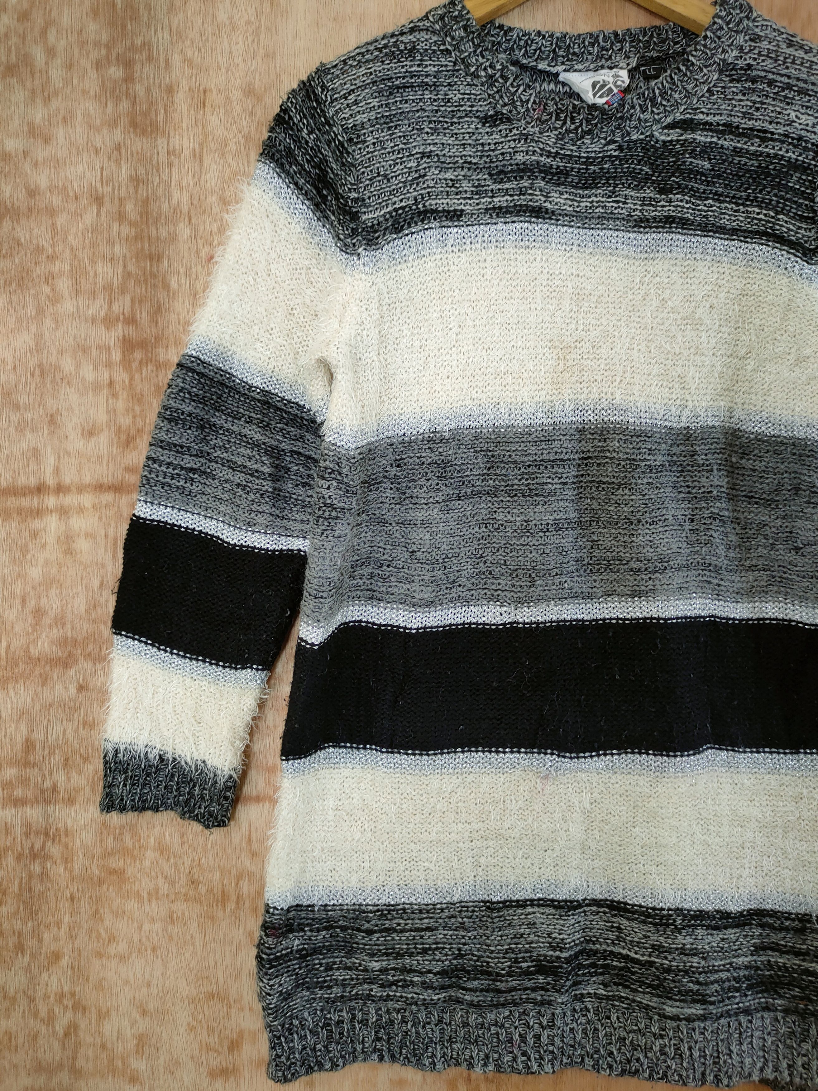 Vintage HK Work London stripe mohair fur shaggy knitwear #46-560 Size L / US 10 / IT 46 - 2 Thumbnail