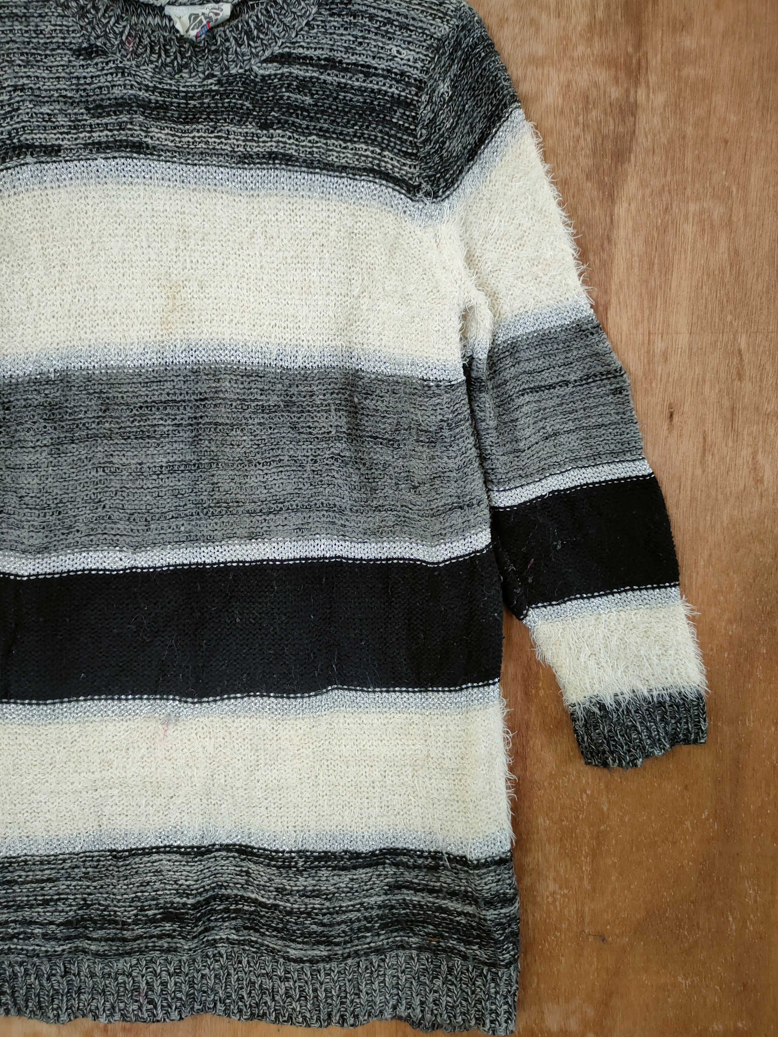 Vintage HK Work London stripe mohair fur shaggy knitwear #46-560 Size L / US 10 / IT 46 - 3 Thumbnail