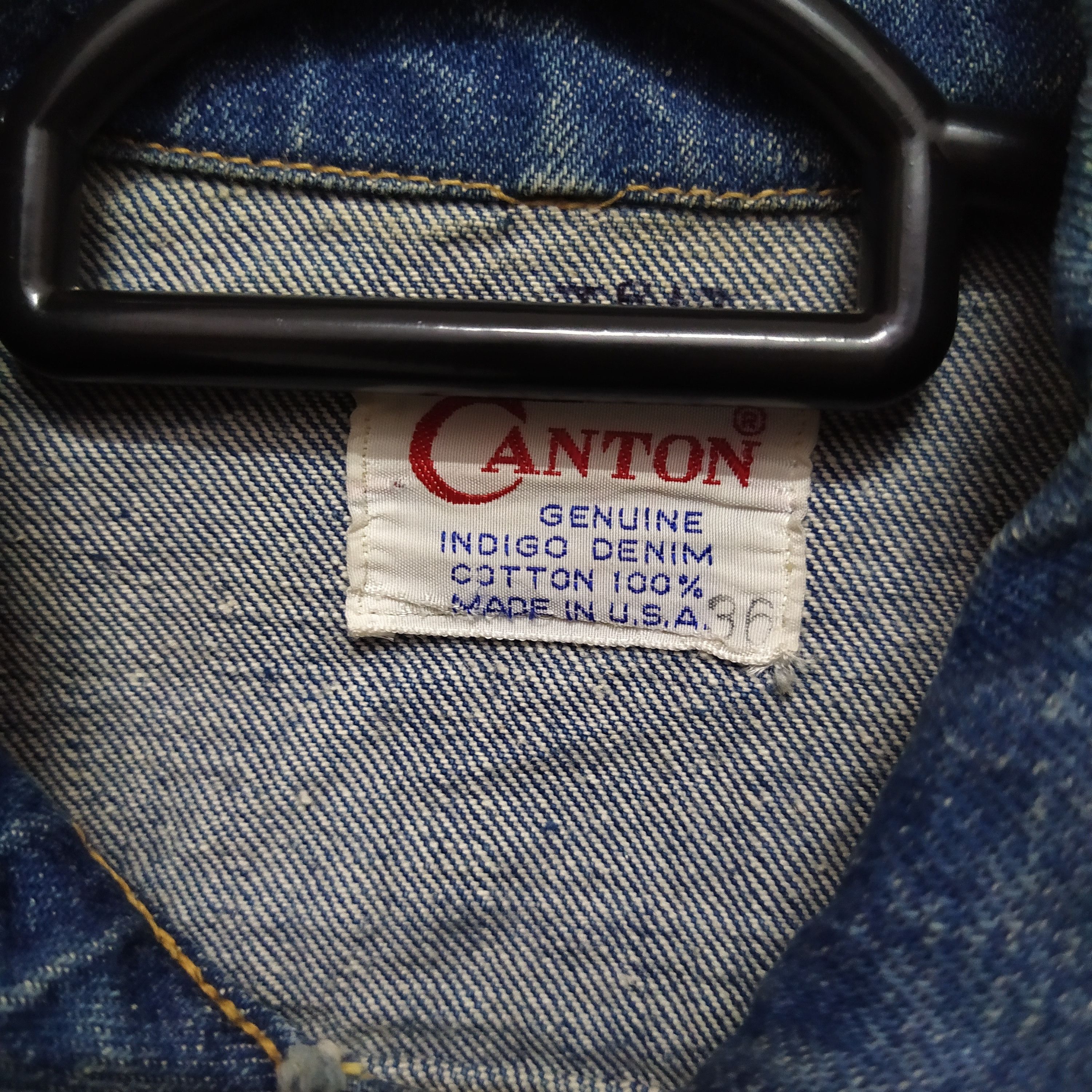 Japanese Brand 60/70s CANTON DENIM JACKET TRUCKER SELVEDGE (D204) Size US S / EU 44-46 / 1 - 3 Thumbnail