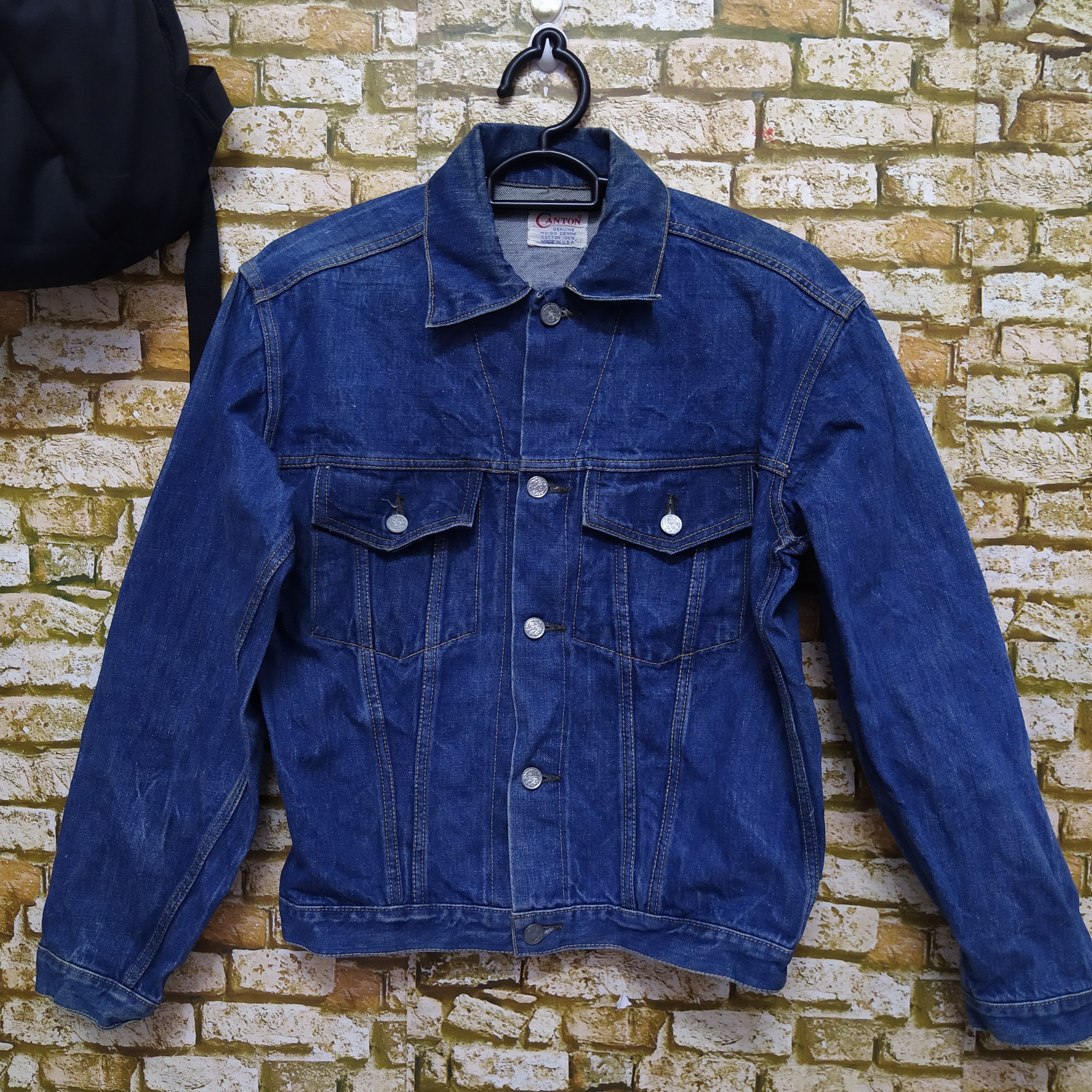 Japanese Brand 60/70s CANTON DENIM JACKET TRUCKER SELVEDGE (D204) Size US S / EU 44-46 / 1 - 1 Thumbnail