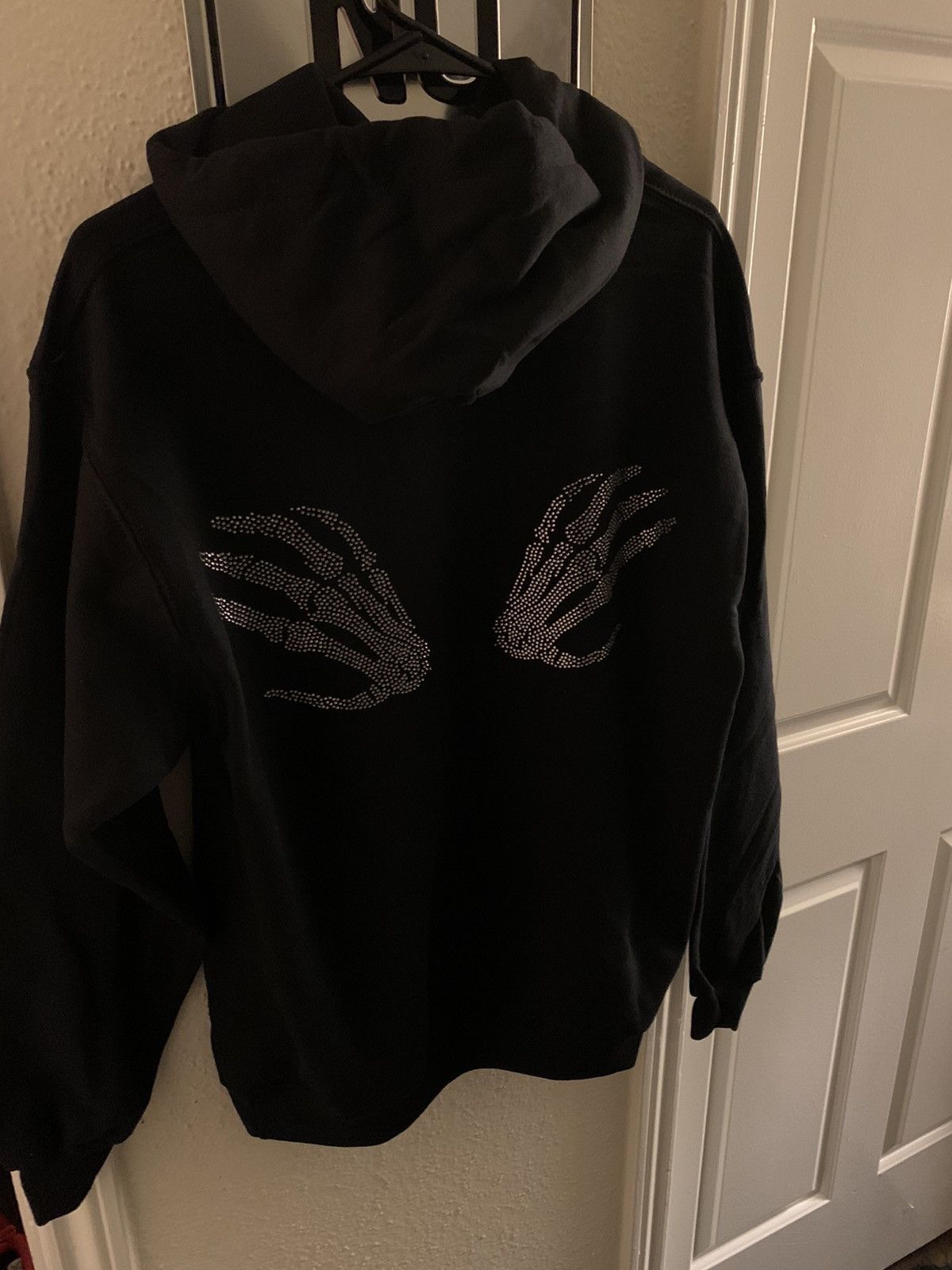 Vintage Rhinestones Skeleton Hands and Cross Hoodie Size US M / EU 48-50 / 2 - 11 Thumbnail