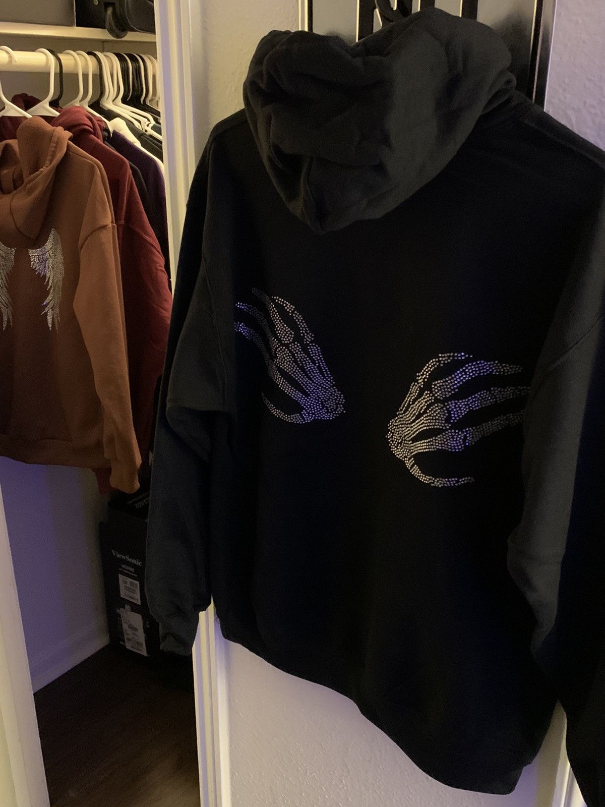 Vintage Rhinestones Skeleton Hands and Cross Hoodie Size US M / EU 48-50 / 2 - 8 Thumbnail