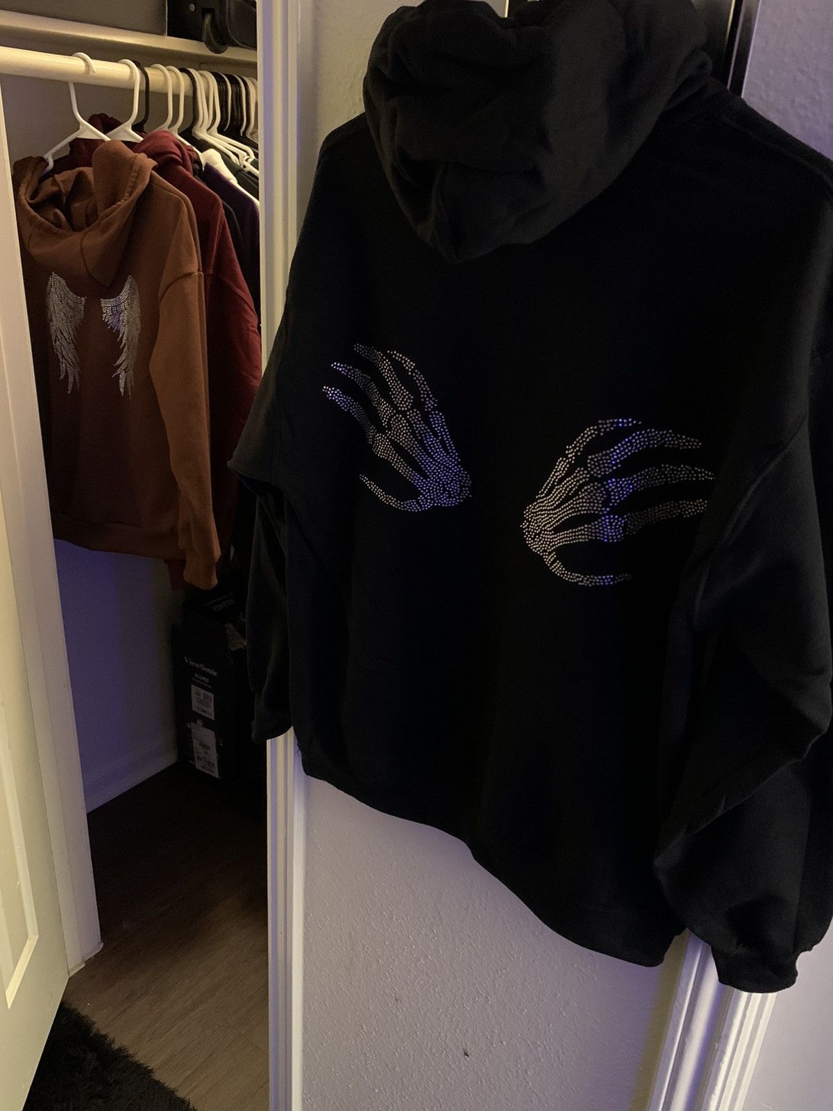 Vintage Rhinestones Skeleton Hands and Cross Hoodie Size US M / EU 48-50 / 2 - 14 Thumbnail