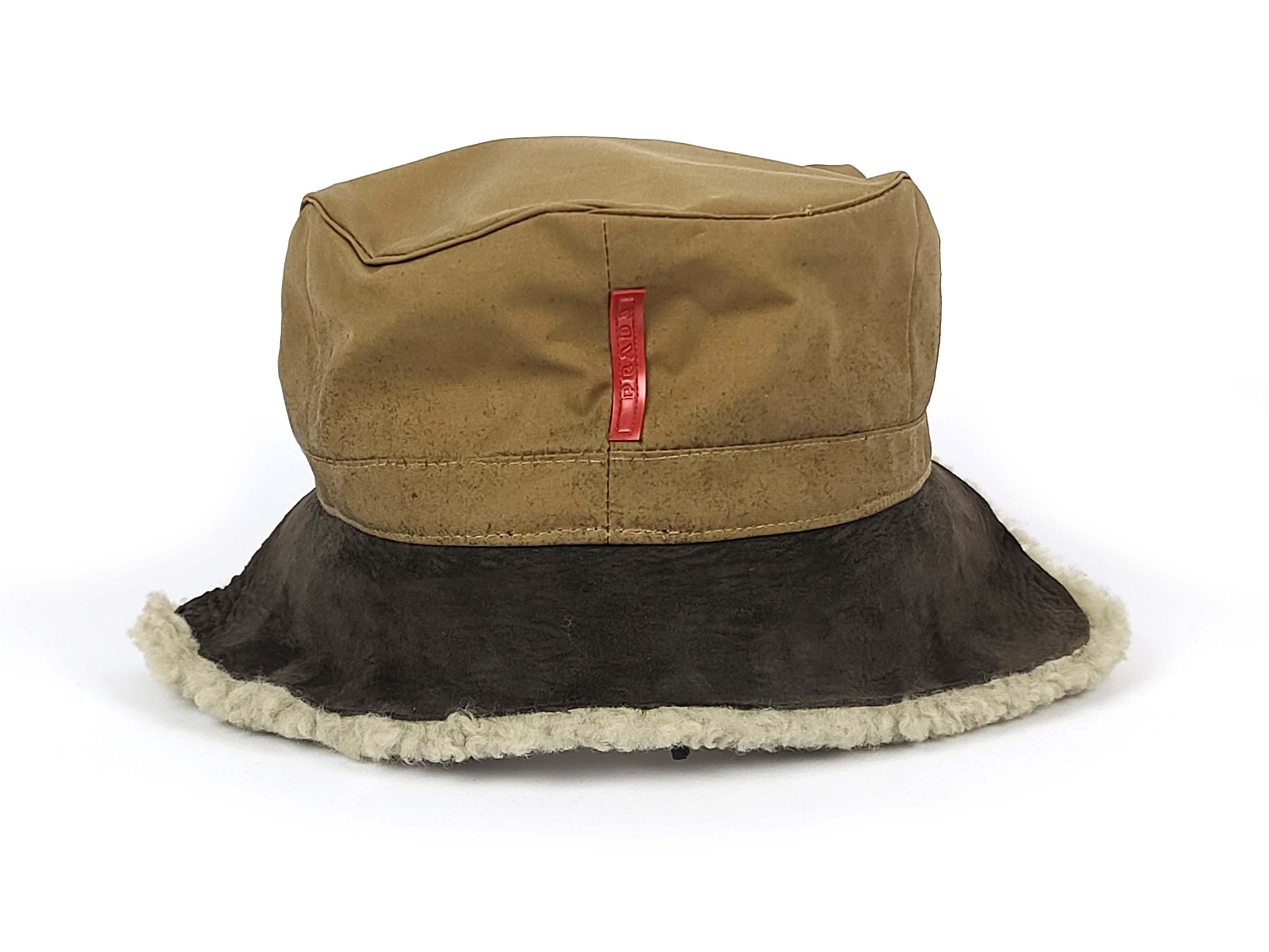 Prada Military Army Flat Cap Sheepskin Shearling Flap Hat Size ONE SIZE - 6 Thumbnail
