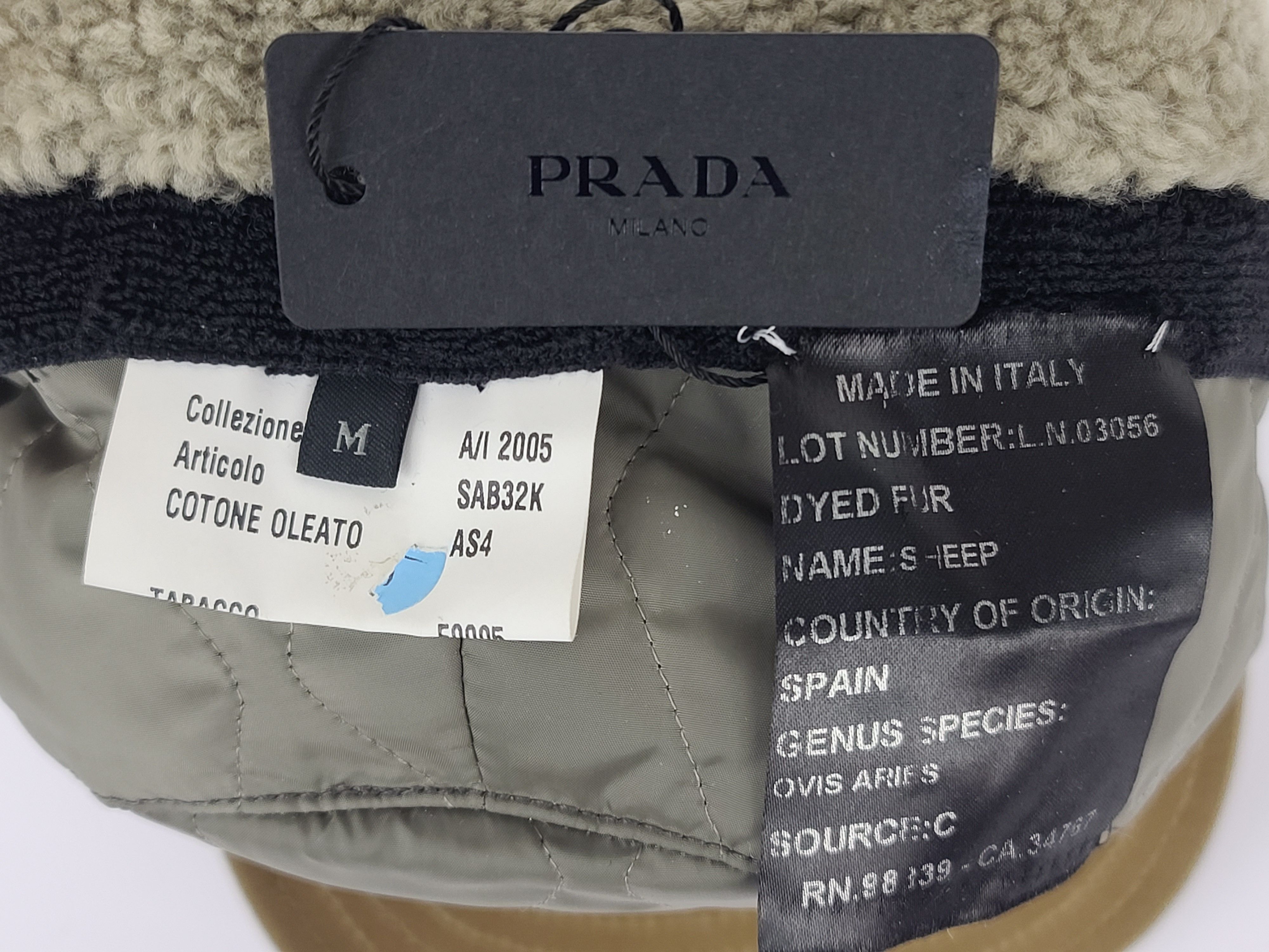 Prada Military Army Flat Cap Sheepskin Shearling Flap Hat Size ONE SIZE - 10 Thumbnail