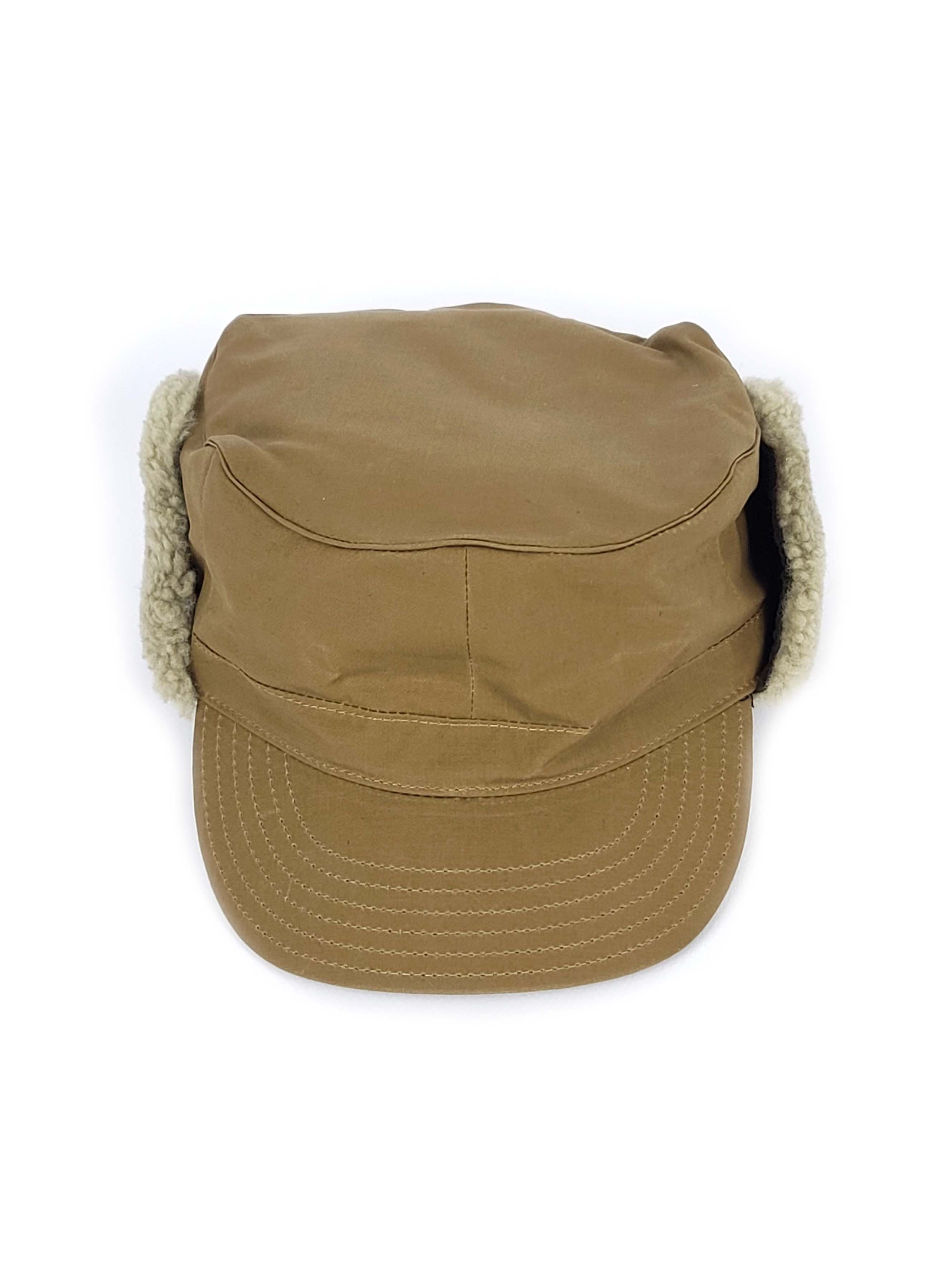 Prada Military Army Flat Cap Sheepskin Shearling Flap Hat Size ONE SIZE - 3 Thumbnail
