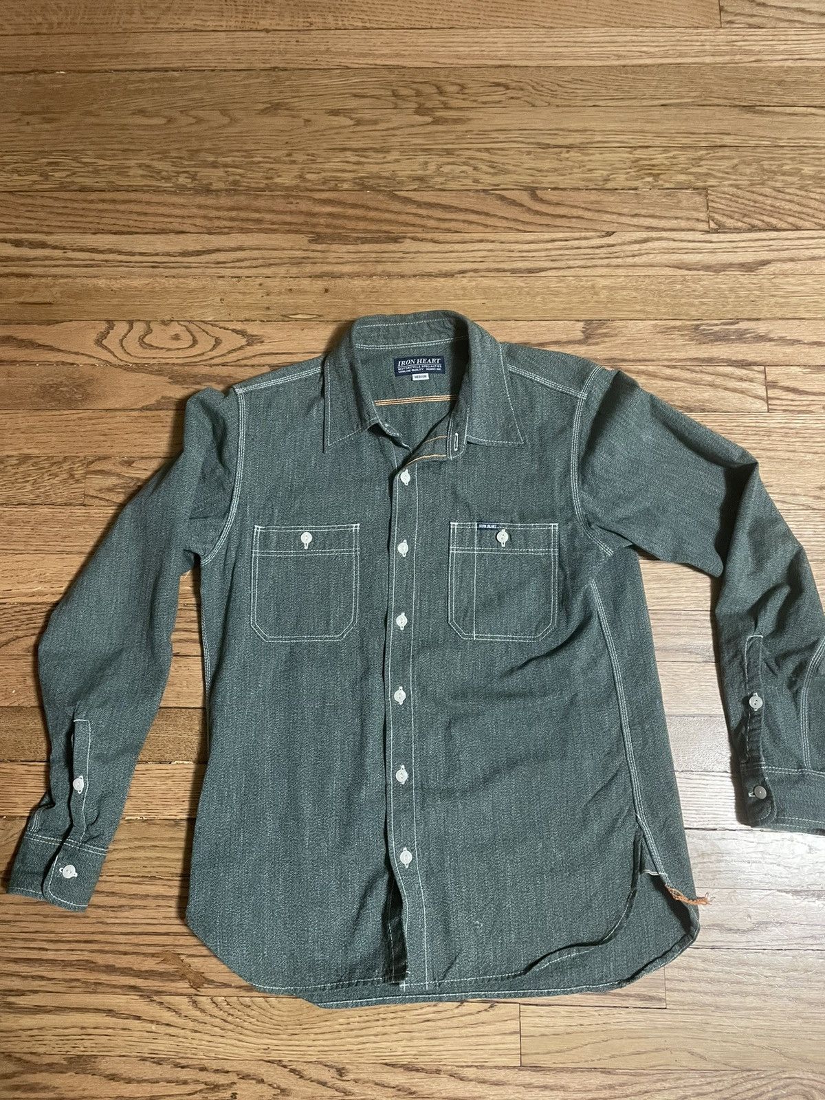 Iron Heart Iron Heart Green Chambray Utility Shirt | Grailed