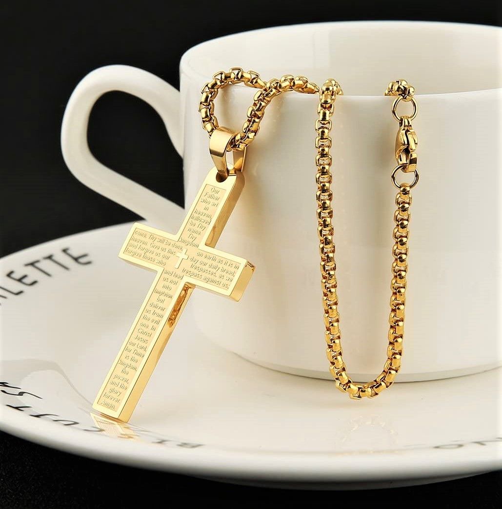 Streetwear "Stainless Steel Gold Cross Necklace, B17 Grailed
