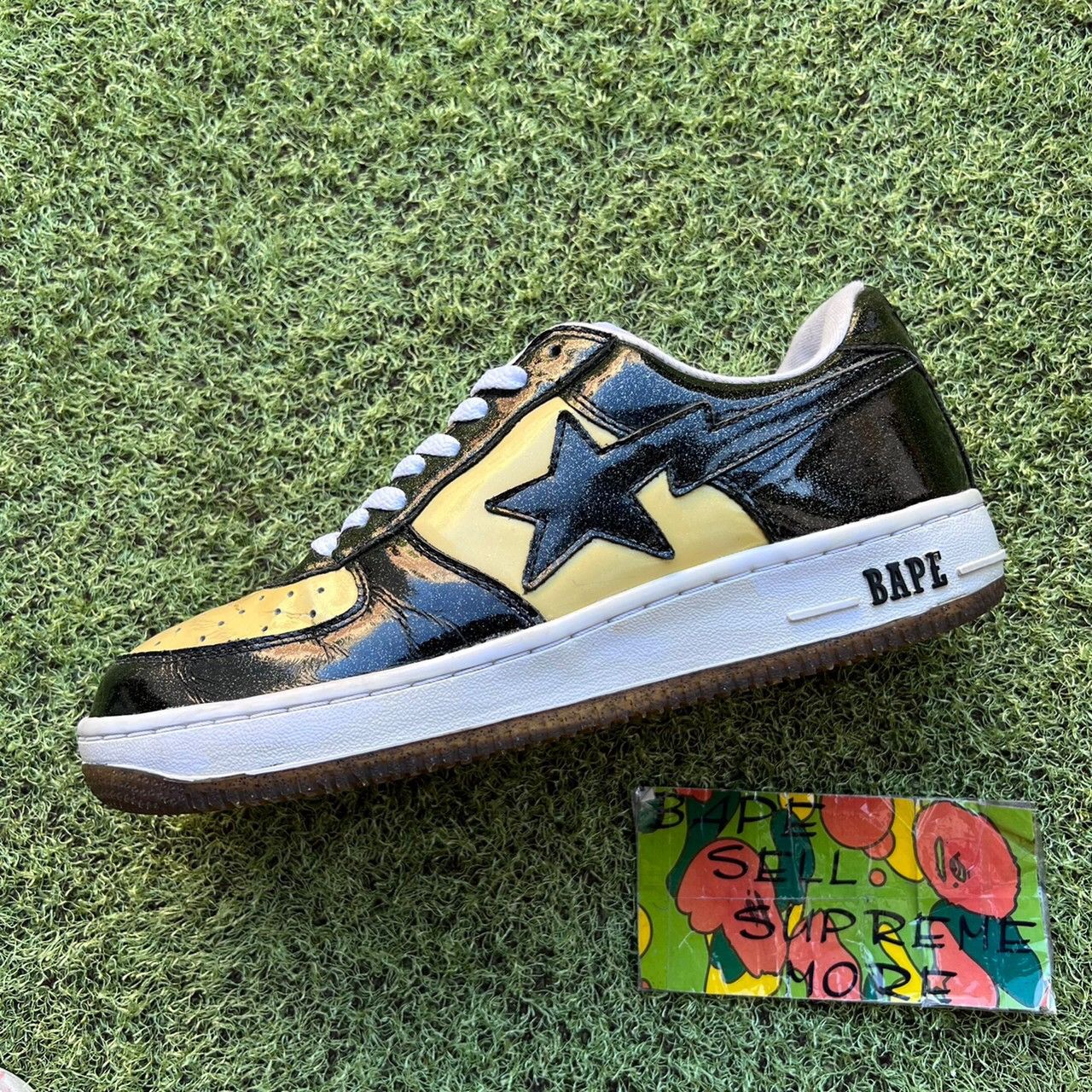 Bape BAPE Sta glitter leather black/yellow | Grailed