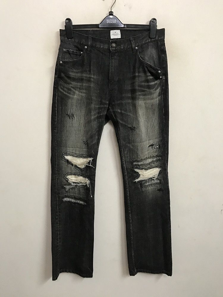 Vintage A.R.K Japan Stone Wash Rips Zigzag Ripped Distressed Denim Size US 32 / EU 48 - 1 Thumbnail