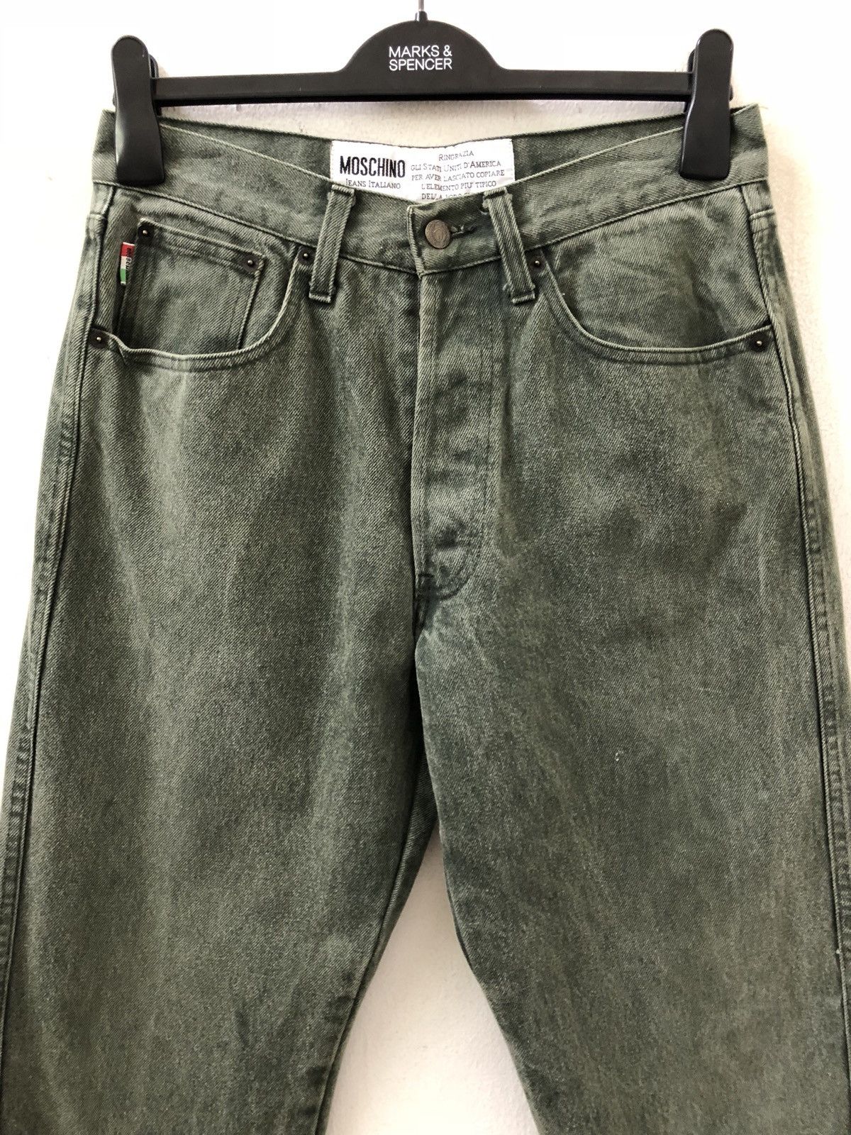 Moschino Archive Piece Moschino Made in Italy Greenish Denim Jeans Size US 31 - 2 Thumbnail