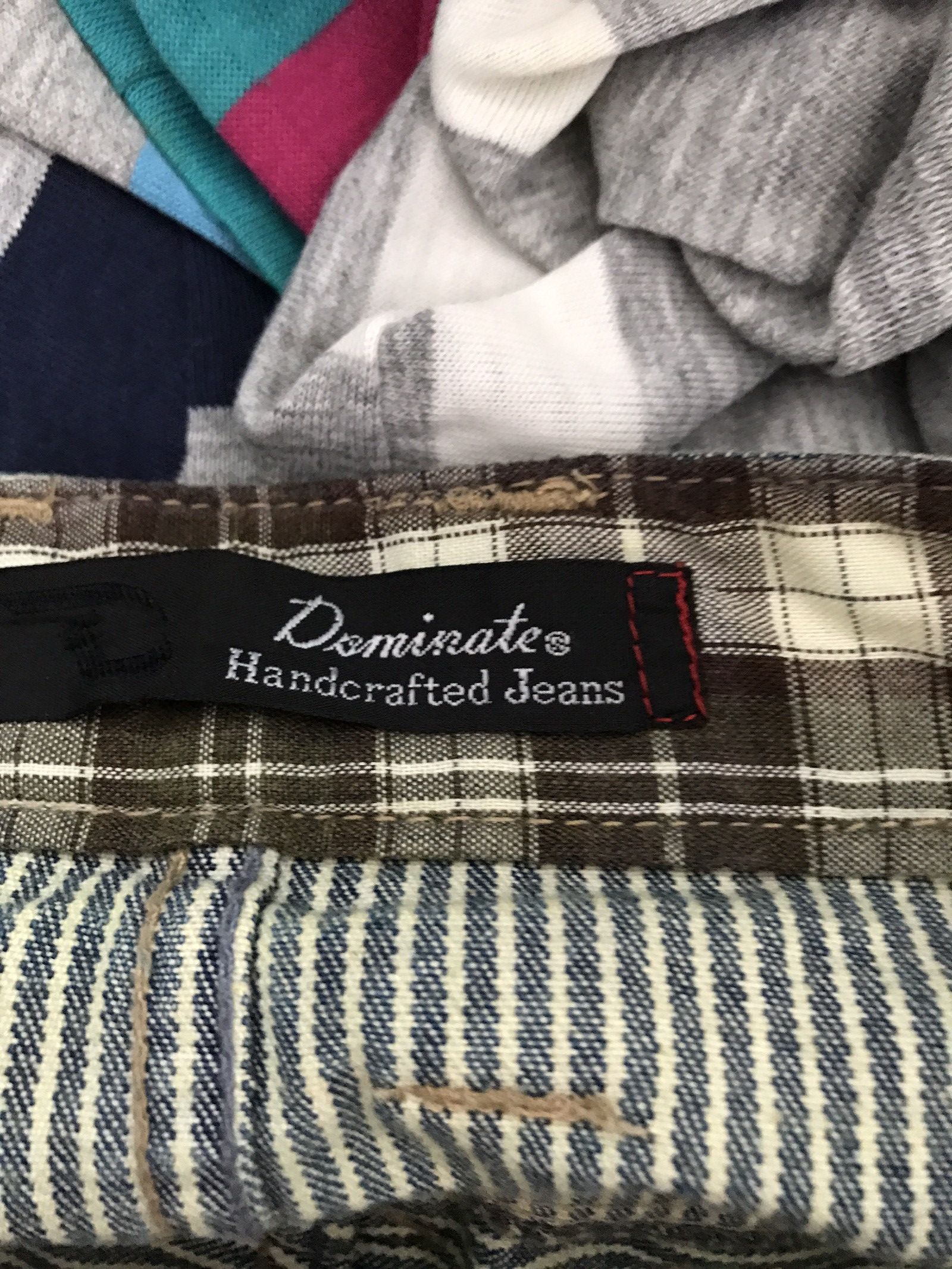 Vintage Dominated Handcrafted Double Waist Hickory Striped Denim Size US 31 - 24 Thumbnail