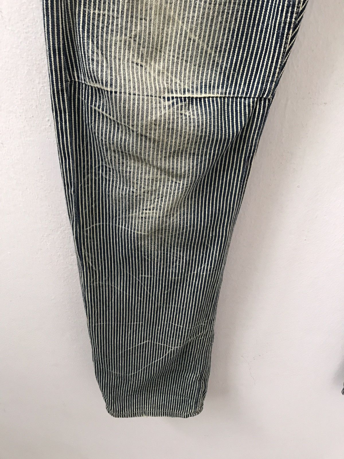 Vintage Dominated Handcrafted Double Waist Hickory Striped Denim Size US 31 - 14 Thumbnail