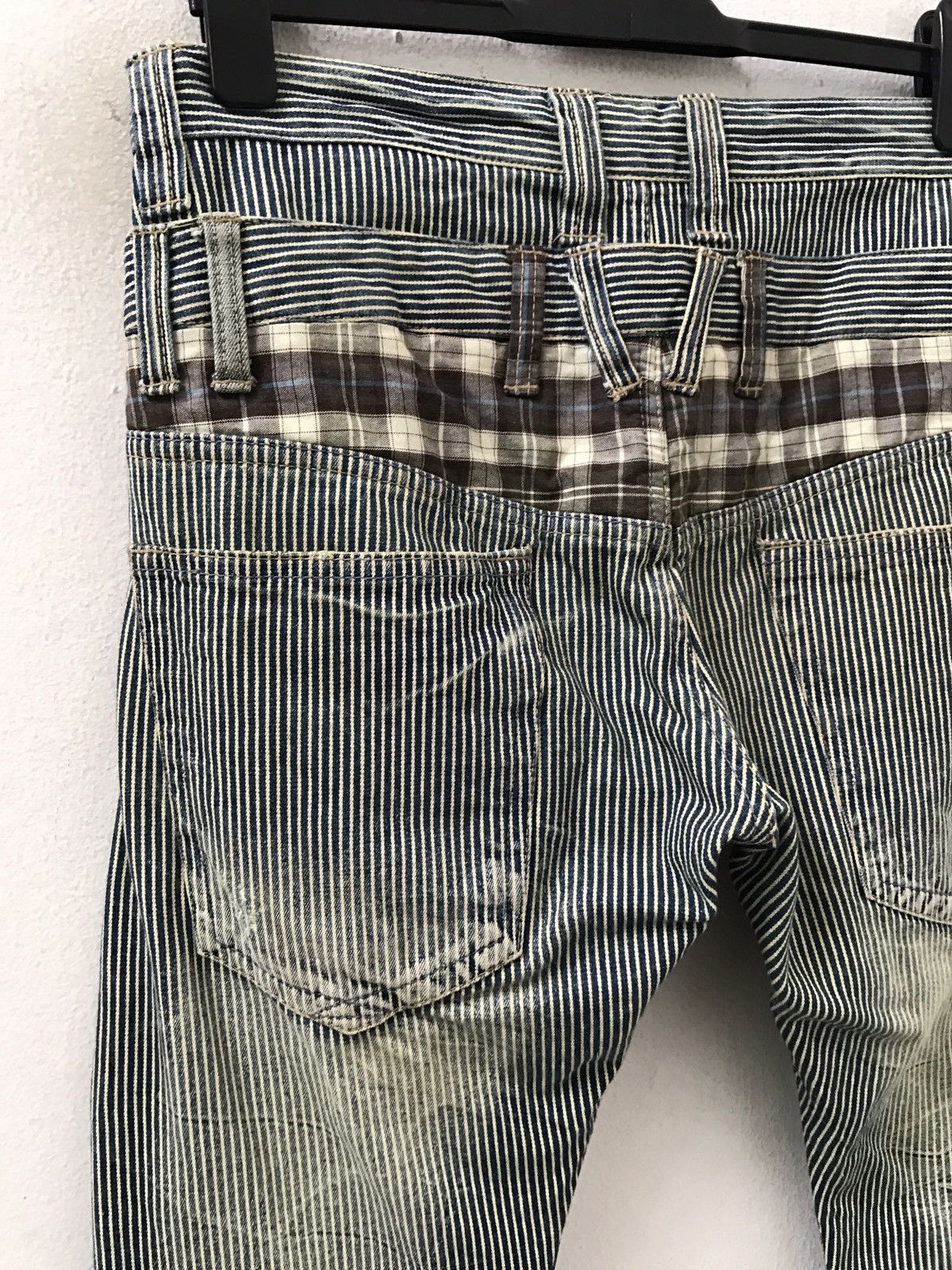 Vintage Dominated Handcrafted Double Waist Hickory Striped Denim Size US 31 - 19 Thumbnail