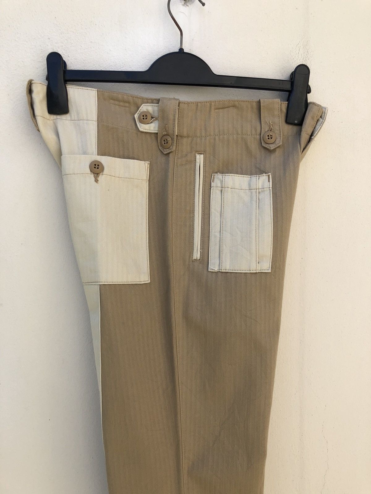 Post Overalls Made in Japan Herringbone Twill Patchwork Cargo Size US 31 - 17 Thumbnail