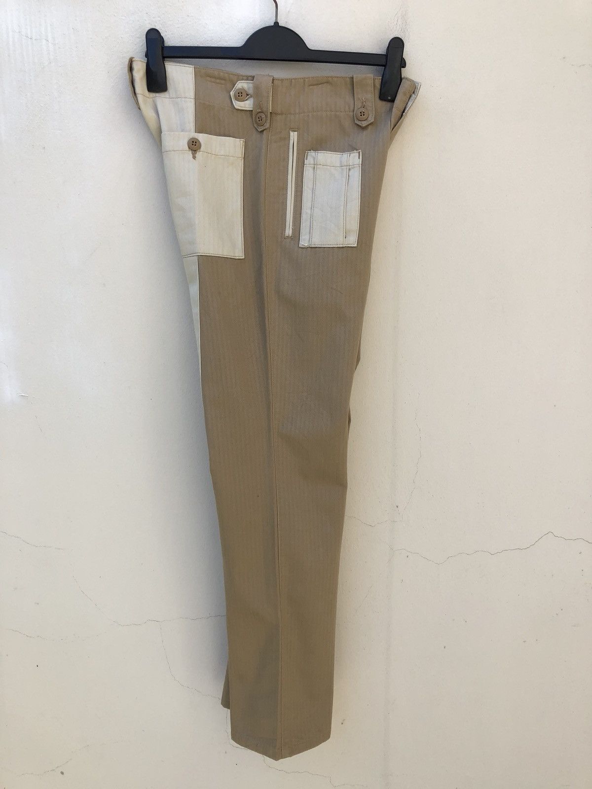 Post Overalls Made in Japan Herringbone Twill Patchwork Cargo Size US 31 - 16 Thumbnail