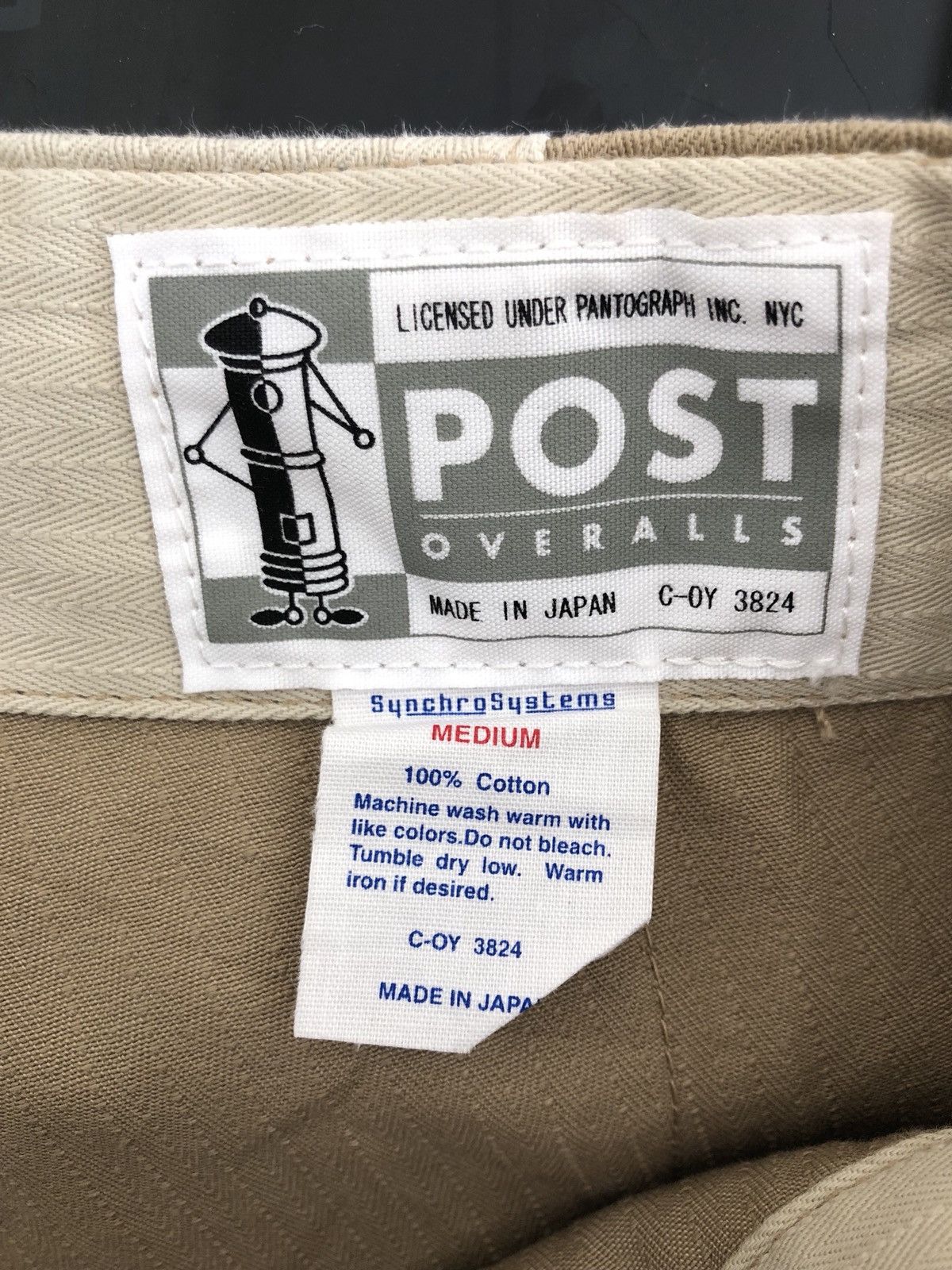 Post Overalls Made in Japan Herringbone Twill Patchwork Cargo Size US 31 - 18 Thumbnail