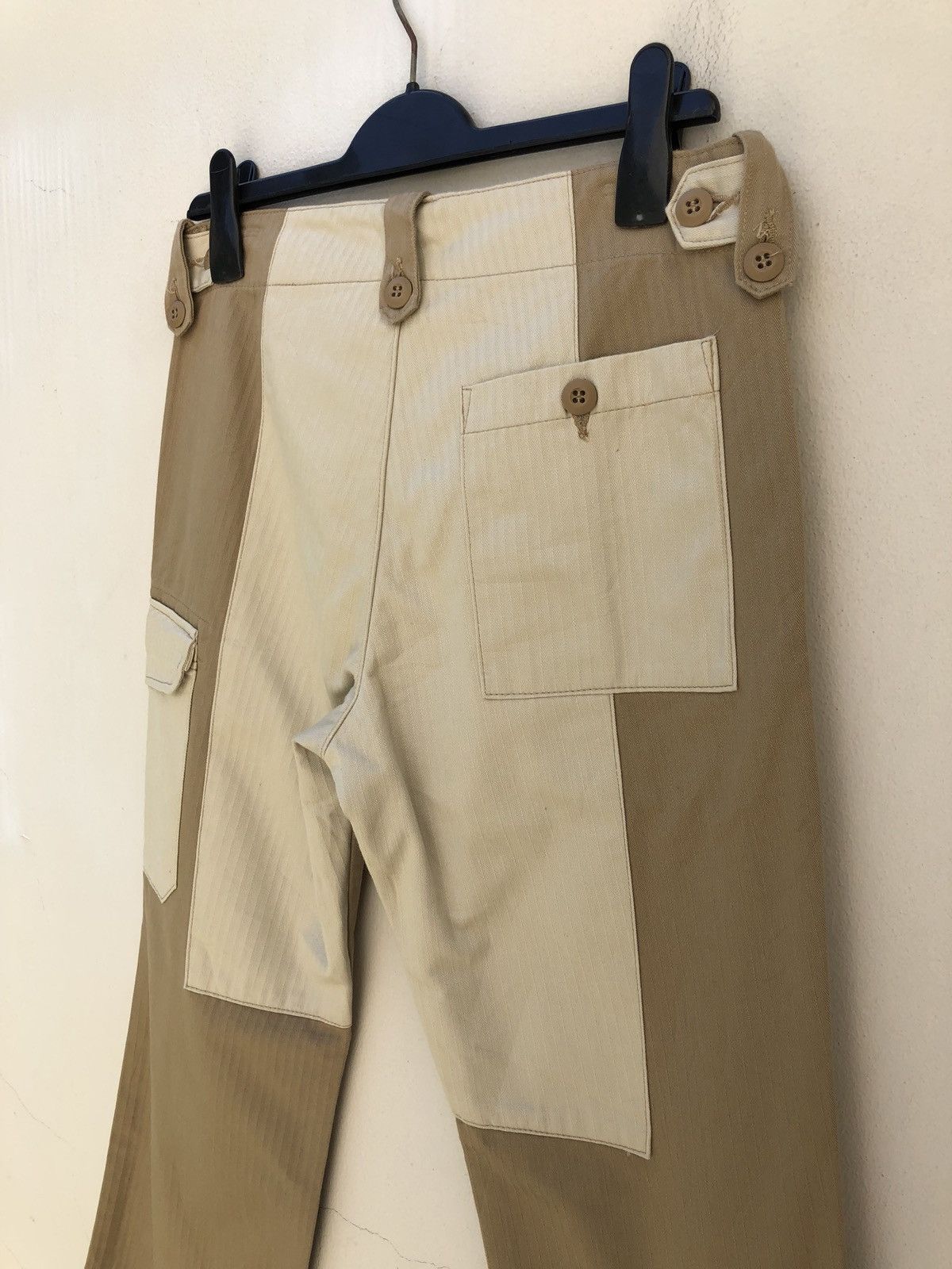 Post Overalls Made in Japan Herringbone Twill Patchwork Cargo Size US 31 - 8 Thumbnail