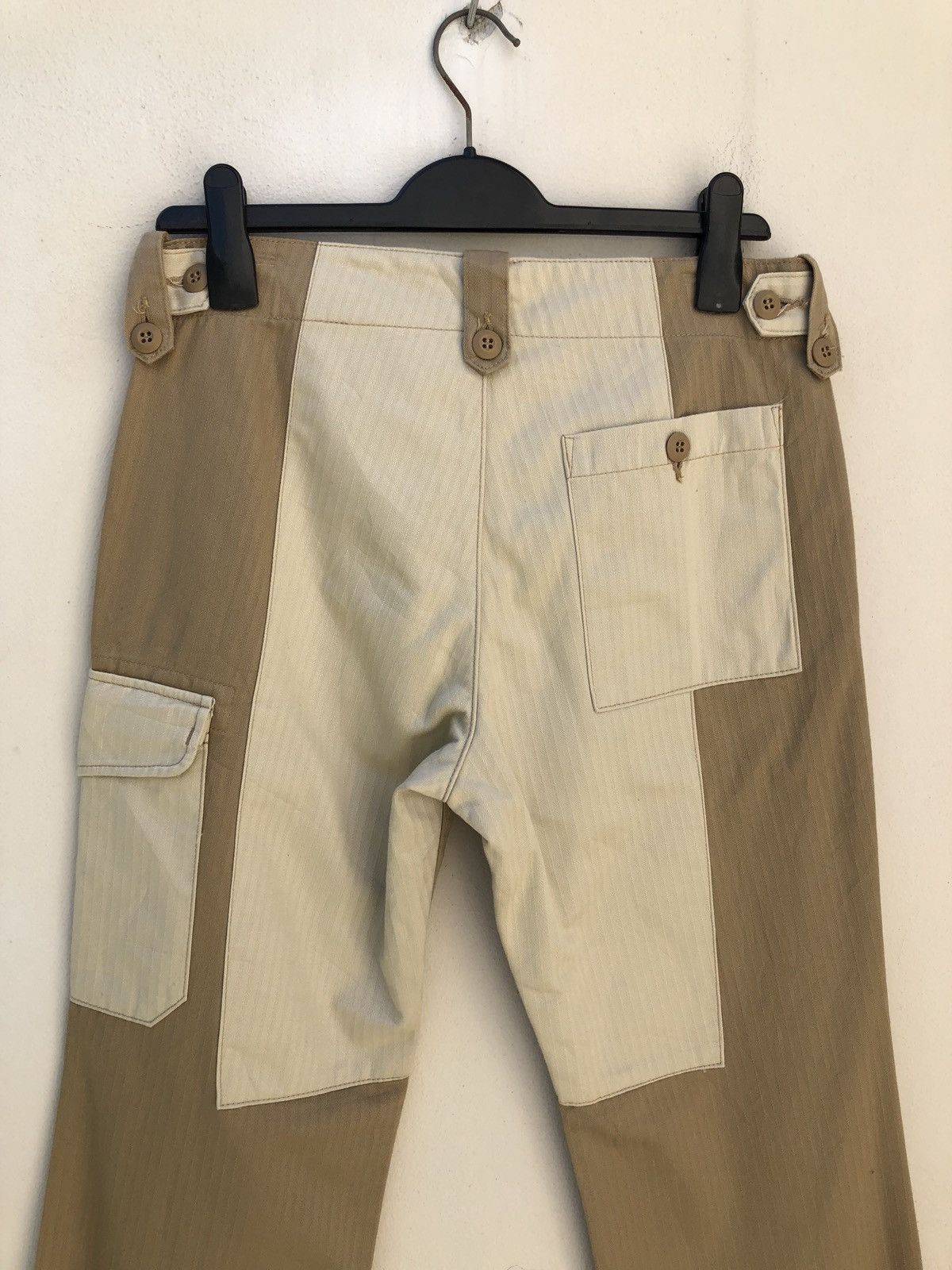 Post Overalls Made in Japan Herringbone Twill Patchwork Cargo Size US 31 - 7 Thumbnail