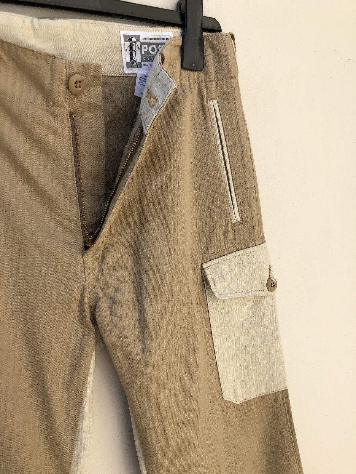 Post Overalls Made in Japan Herringbone Twill Patchwork Cargo Size US 31 - 13 Thumbnail