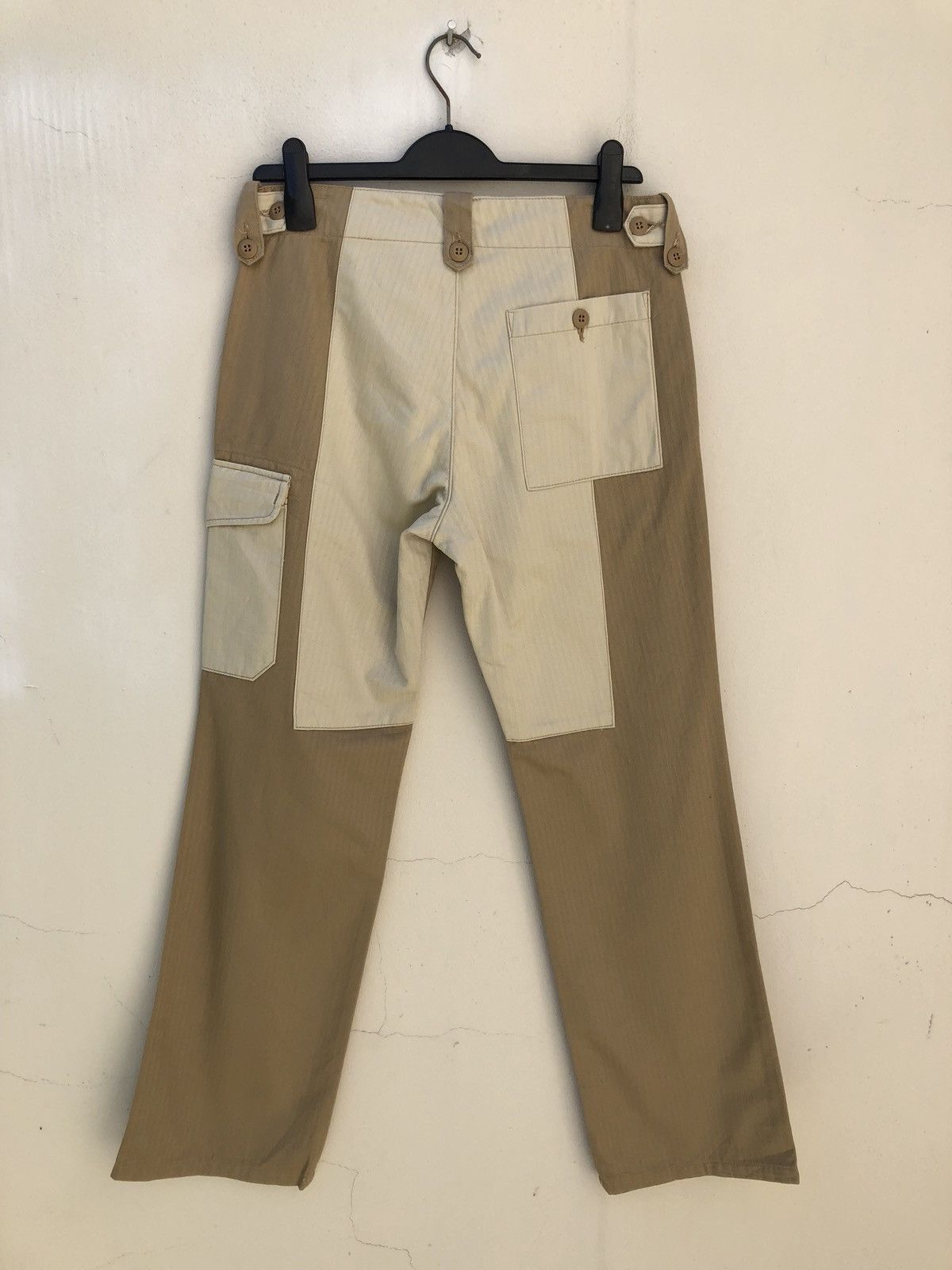 Post Overalls Made in Japan Herringbone Twill Patchwork Cargo Size US 31 - 6 Thumbnail