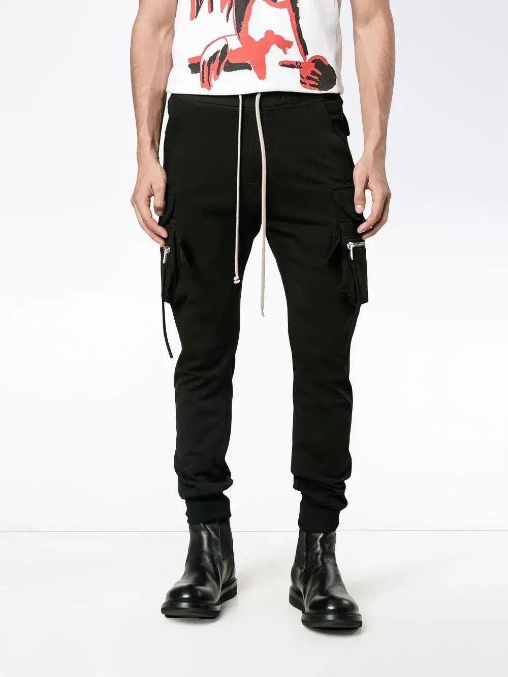 Rick Owens 17ss Drawstring Black Cargo Joggers Pants | Grailed