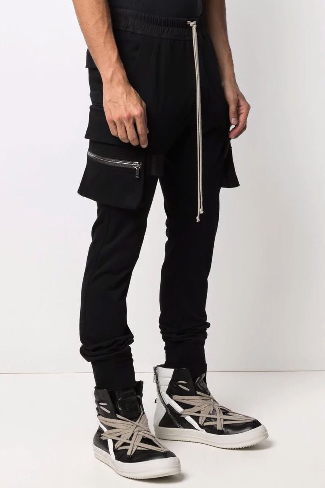 Rick Owens 17ss Drawstring Black Cargo Joggers Pants | Grailed