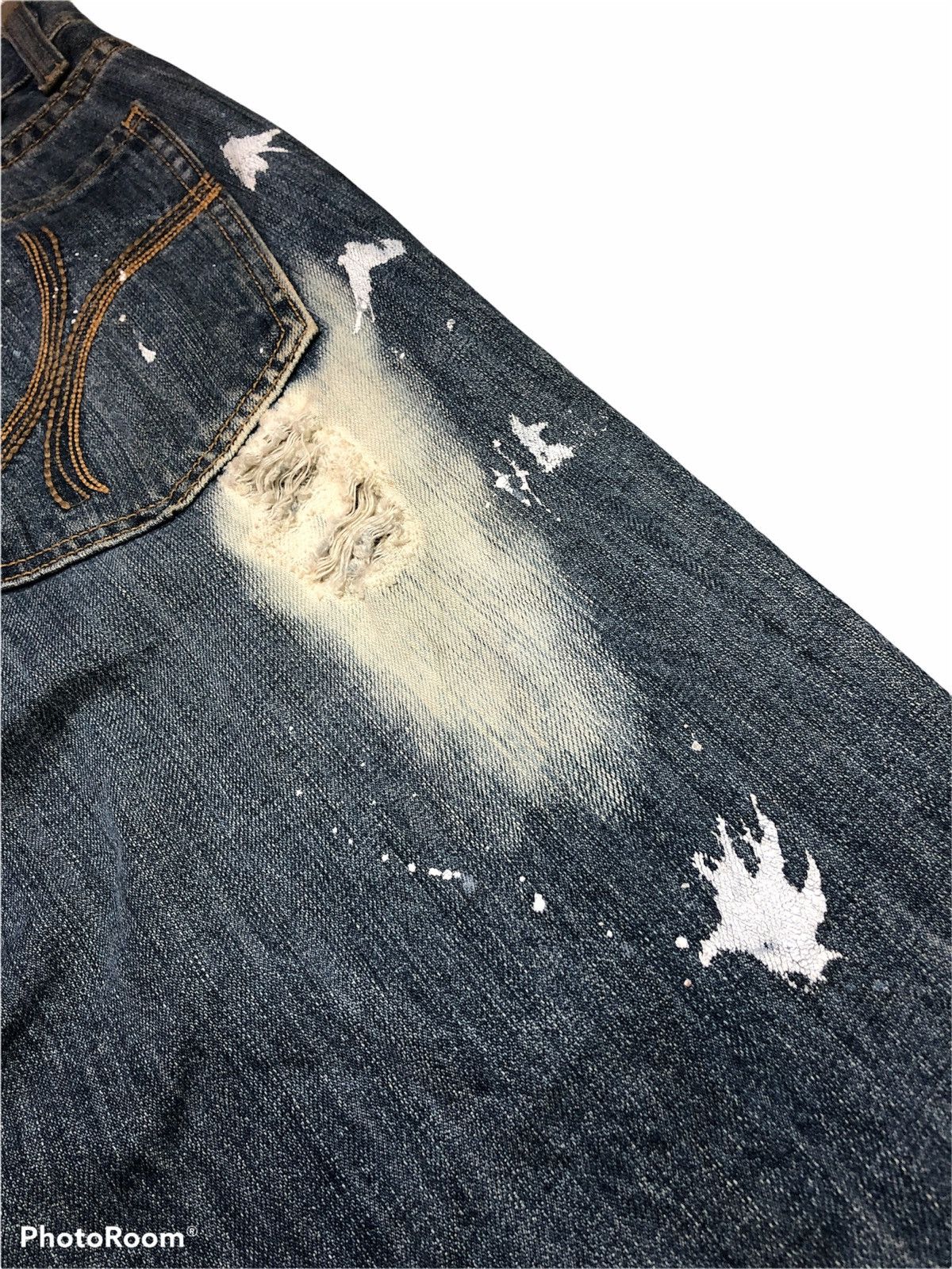 Japanese Brand XRAY PAINTED DISTRESSED DENIM Size US 34 / EU 50 - 9 Thumbnail