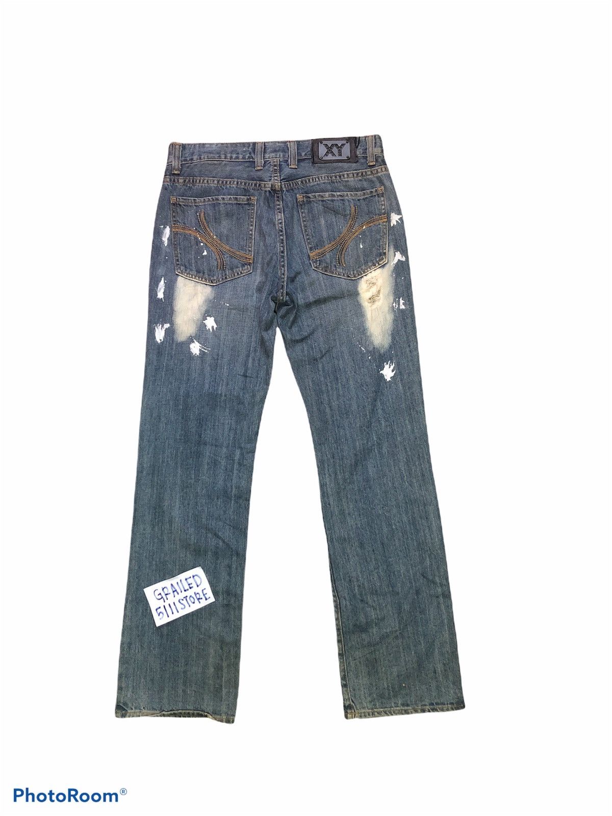 Japanese Brand XRAY PAINTED DISTRESSED DENIM Size US 34 / EU 50 - 2 Thumbnail