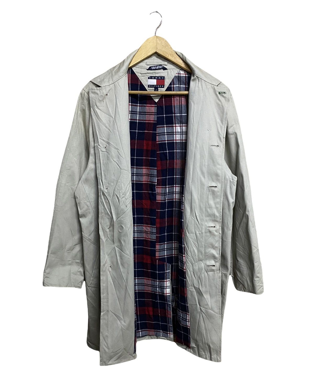 Other × Tommy Hilfiger Vintage Tommy Hilfiger Beige Trench Coat with Plaid Lining Size US S / EU 44-46 / 1 - 1 Thumbnail