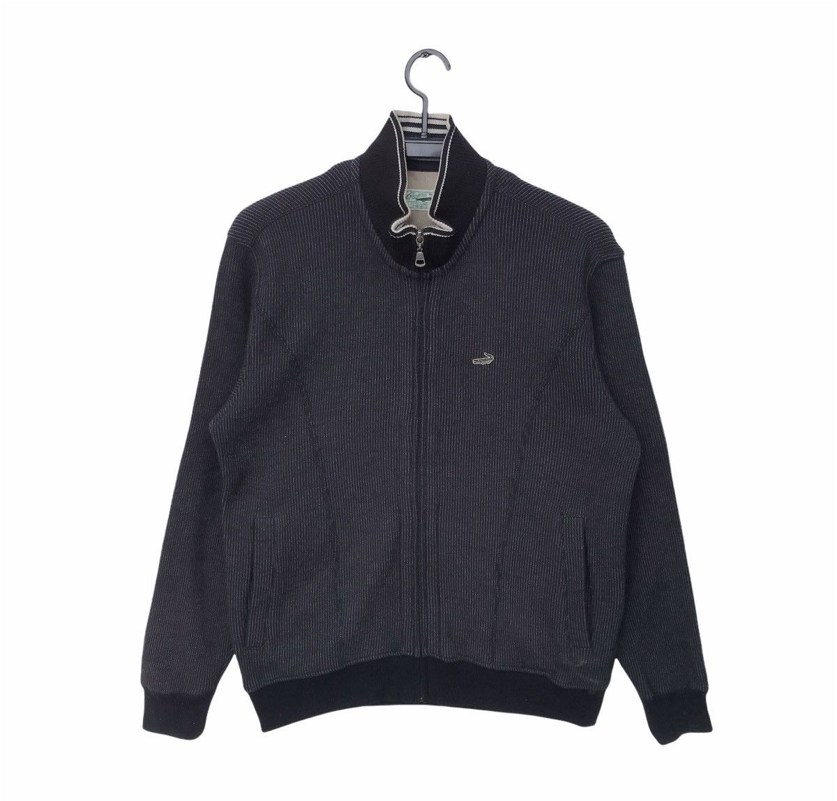 Vintage CROCODILE Standard Casual Full Zip Knit Jacket Grey Size US M / EU 48-50 / 2 - 1 Thumbnail