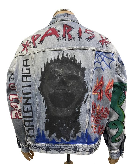 Balenciaga 2018 Balenciaga Over Hand drawn Graffiti Denim Jacket | Grailed