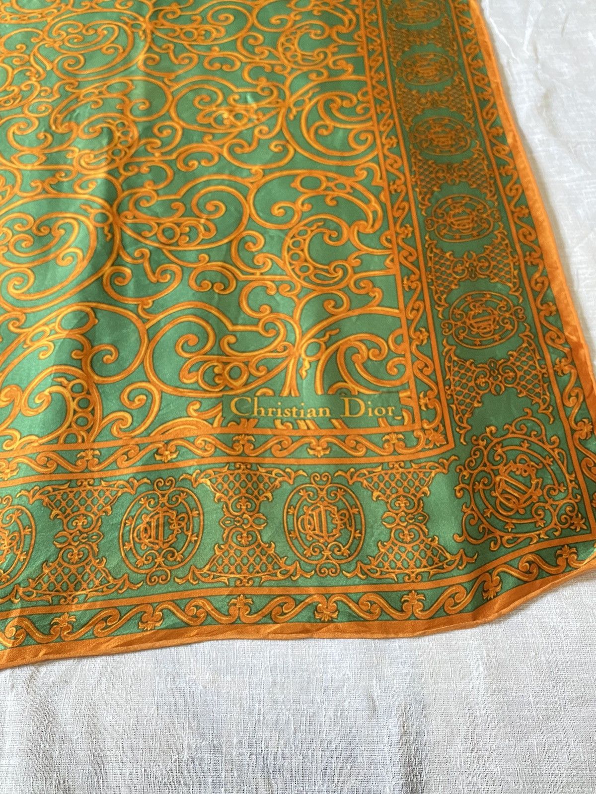 Christian Dior Monsieur Christian Dior luxury design silk scarf 34”x35.5” SS Size ONE SIZE - 4 Thumbnail