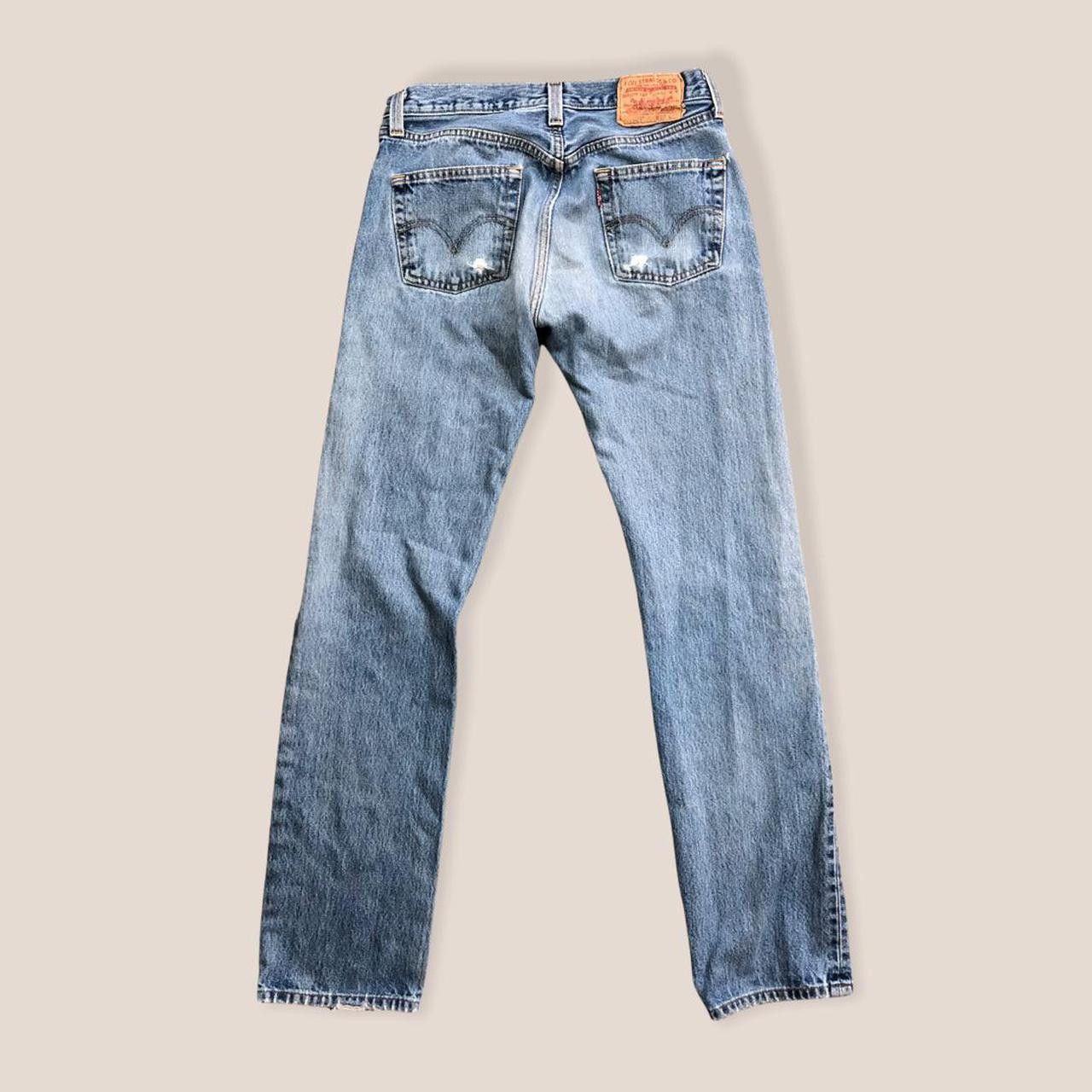 Levi's Vintage distressed heavily work Levi’s 501 denim jeans. Size US 28 / EU 44 - 3 Thumbnail