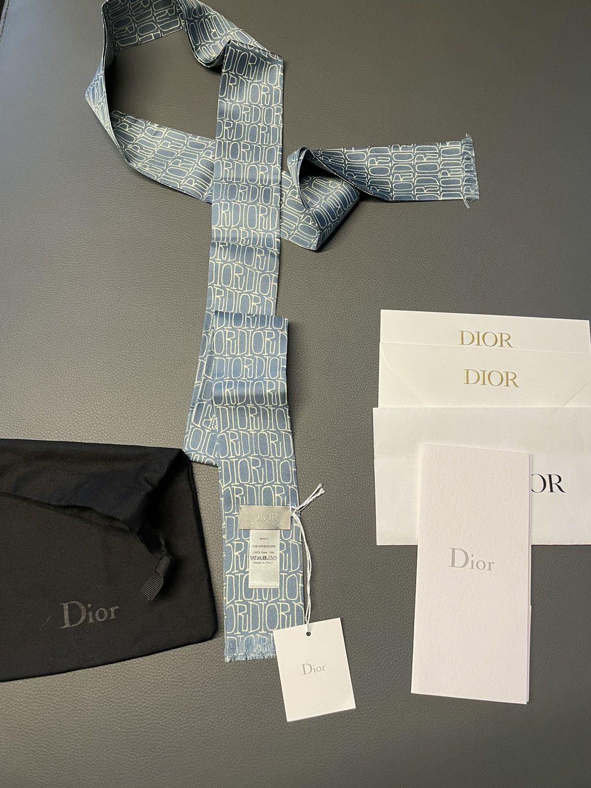 Dior Extremely Rare Runway Dior x Shawn Fluid Logo Silk Tie Size ONE SIZE - 6 Thumbnail