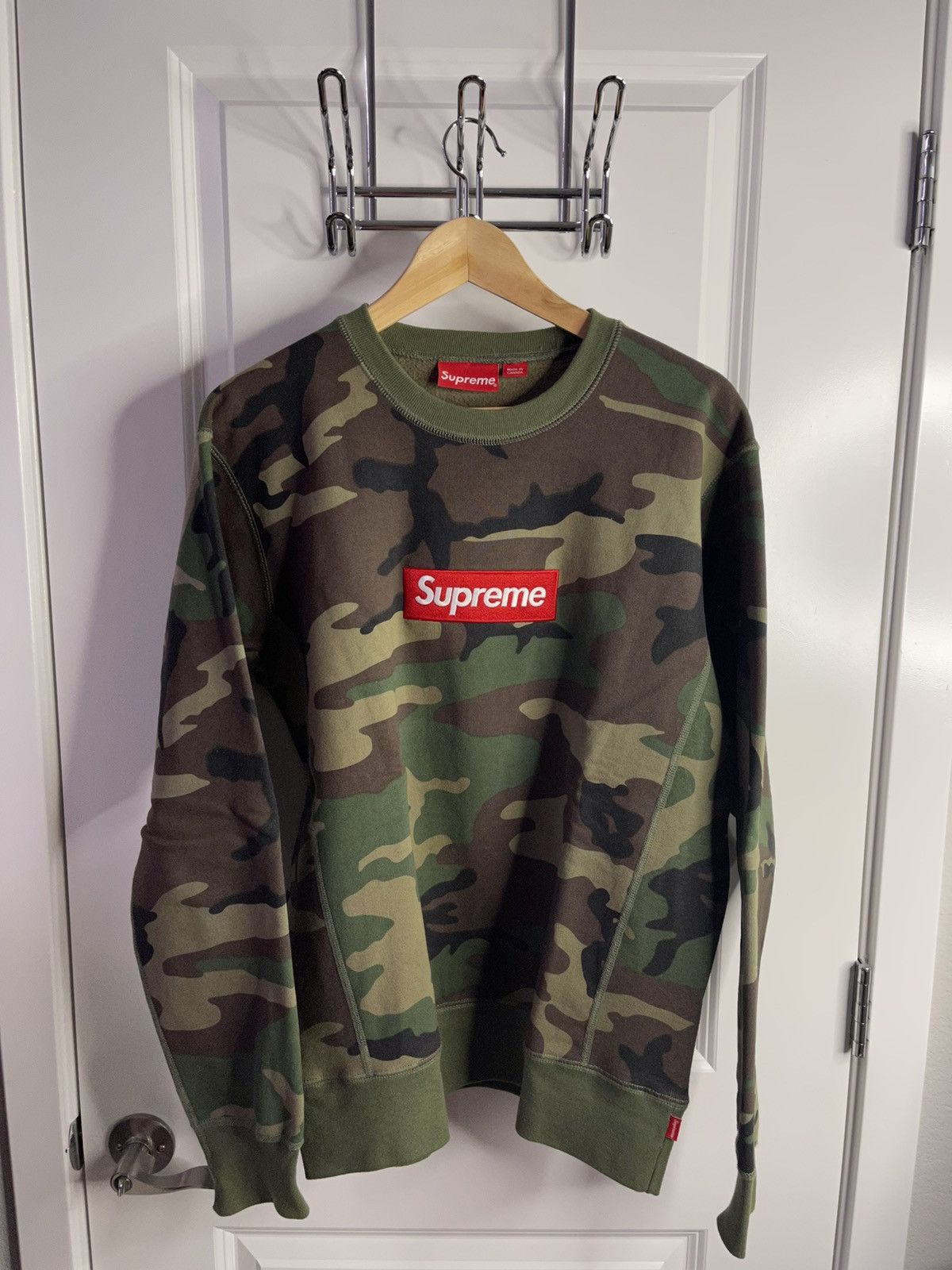 supreme box logo crew neck camo