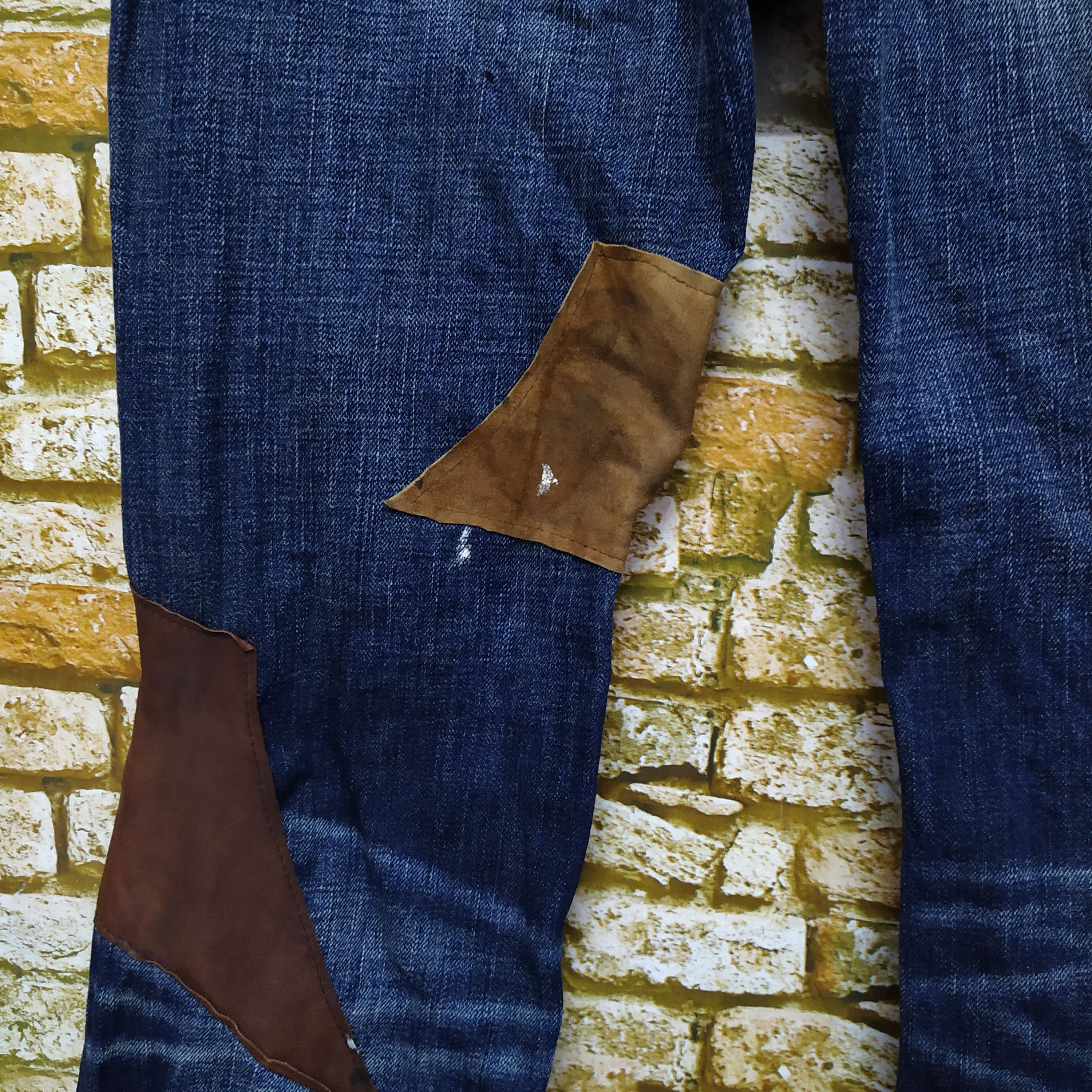 Japanese Brand BAP BOND & PEACE DENIM BORO LEATHER DISTRESSED DENIM (D212) Size US 30 / EU 46 - 8 Thumbnail