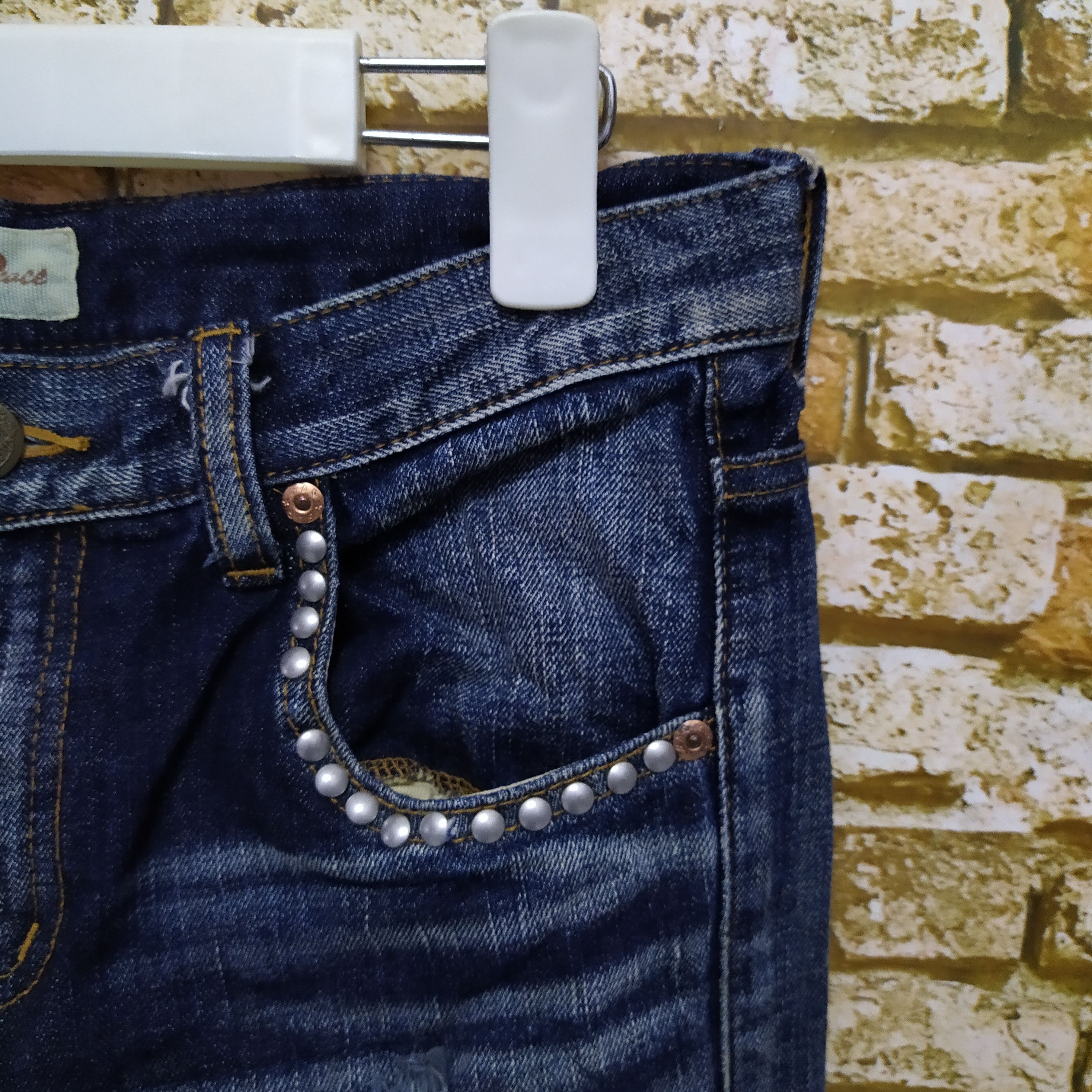 Japanese Brand BAP BOND & PEACE DENIM BORO LEATHER DISTRESSED DENIM (D212) Size US 30 / EU 46 - 5 Thumbnail