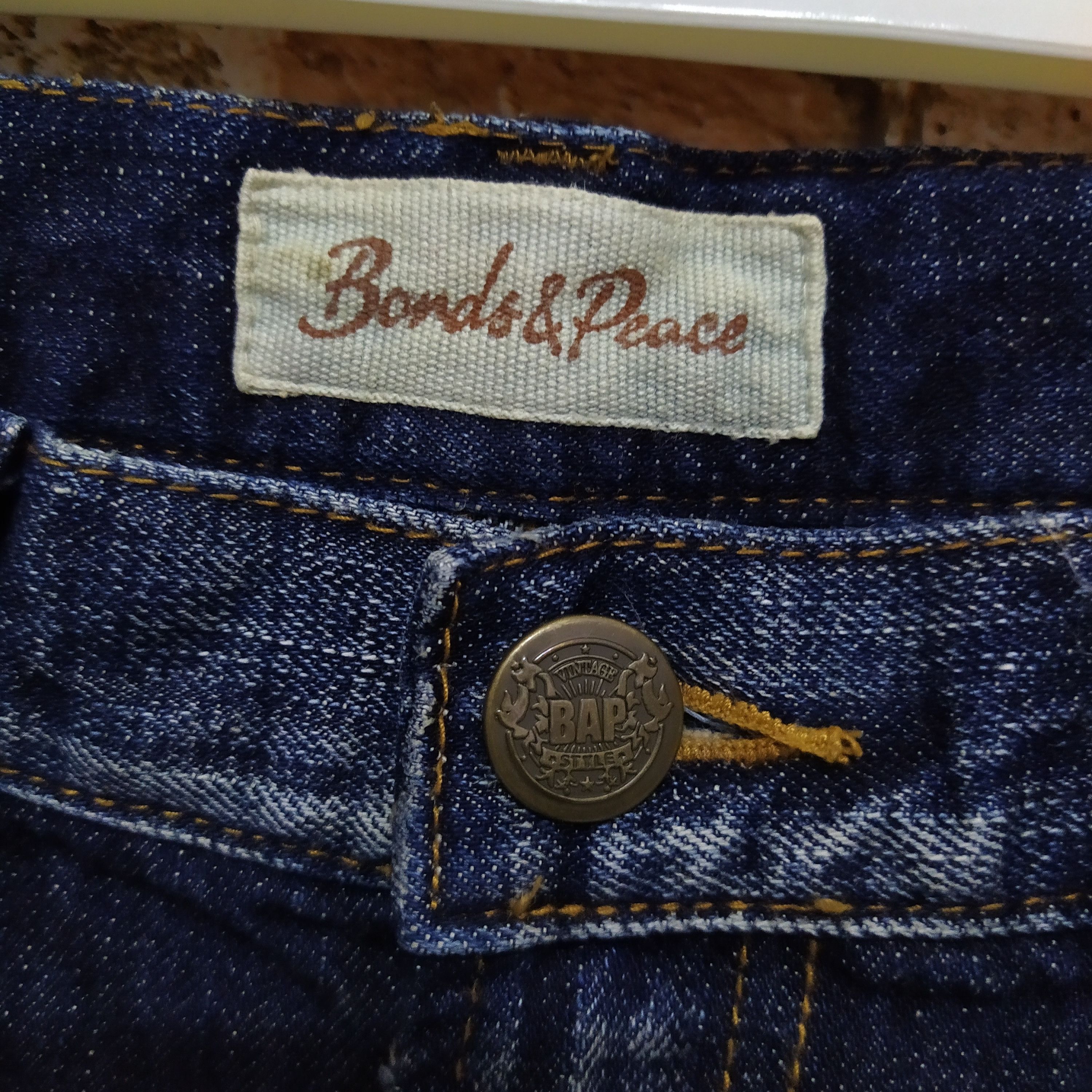 Japanese Brand BAP BOND & PEACE DENIM BORO LEATHER DISTRESSED DENIM (D212) Size US 30 / EU 46 - 6 Thumbnail