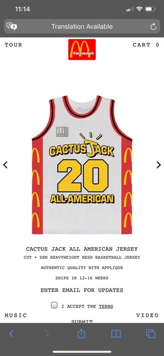 Travis Scott Travis Scott McDonald’s All American jersey cactus jack Size US M / EU 48-50 / 2 - 1 Preview