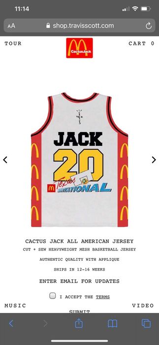 Travis Scott Travis Scott McDonald’s All American jersey cactus jack Size US M / EU 48-50 / 2 - 2 Preview