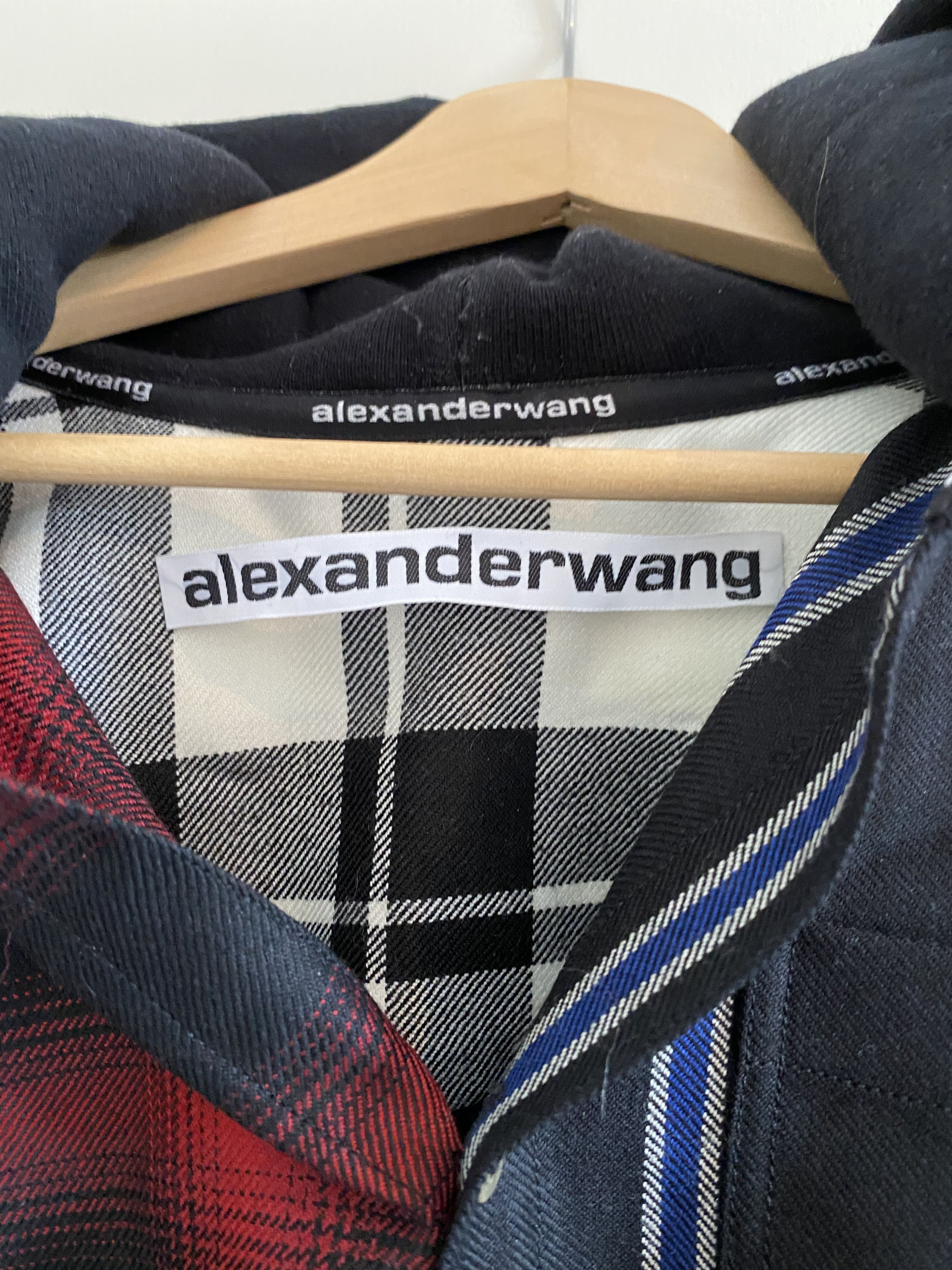 Alexander Wang Alexander Wang Men's Mixed Check Plaid Hooded Shirt Size US M / EU 48-50 / 2 - 2 Thumbnail