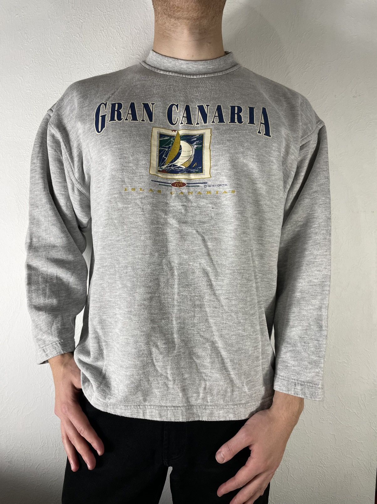 Vintage Vintage 90s Gran Canaria Grey Sweatshirt Screen Star Size US L / EU 52-54 / 3 - 2 Thumbnail