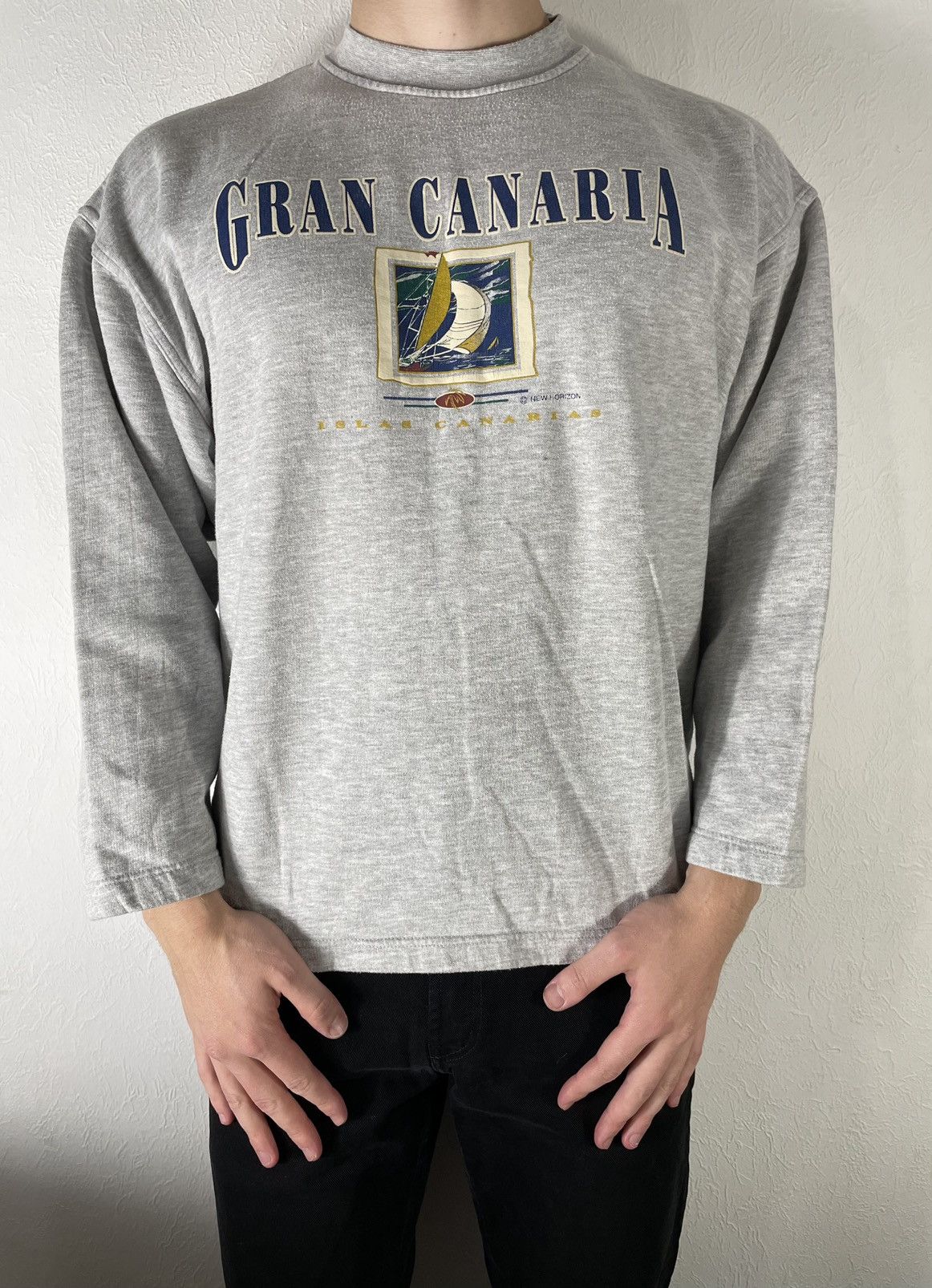 Vintage Vintage 90s Gran Canaria Grey Sweatshirt Screen Star Size US L / EU 52-54 / 3 - 3 Thumbnail
