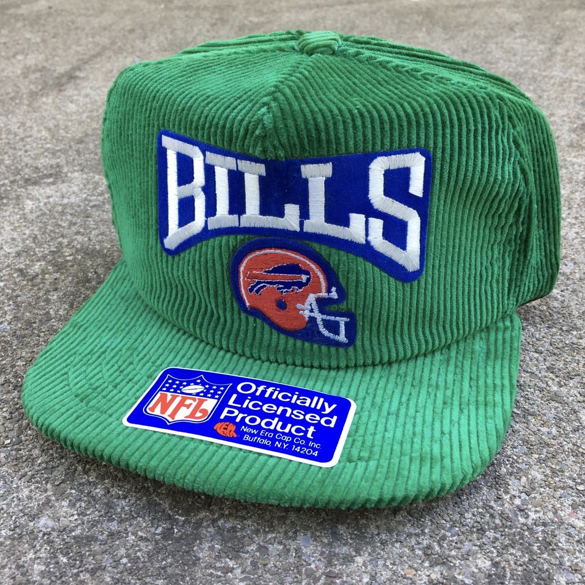 90’s New Era NFL Buffalo Bills Corduroy Snapback Hat Green