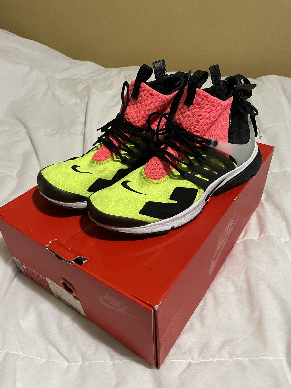 image of Acronym X Air Presto Mid Multicolor 2016 Shoes in Highlighter Yellow, Men's (Size 12)