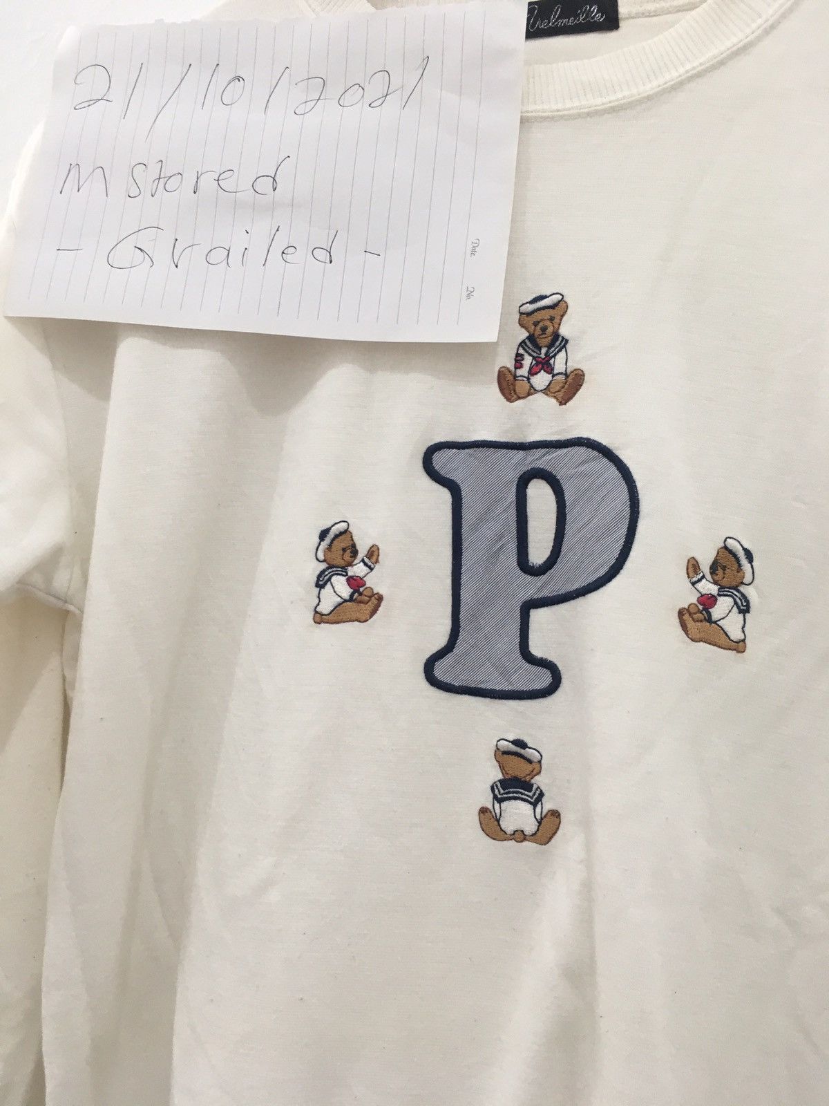 Grailed × Japanese Brand White sweatshirt with teddy bear Size US M / EU 48-50 / 2 - 4 Thumbnail