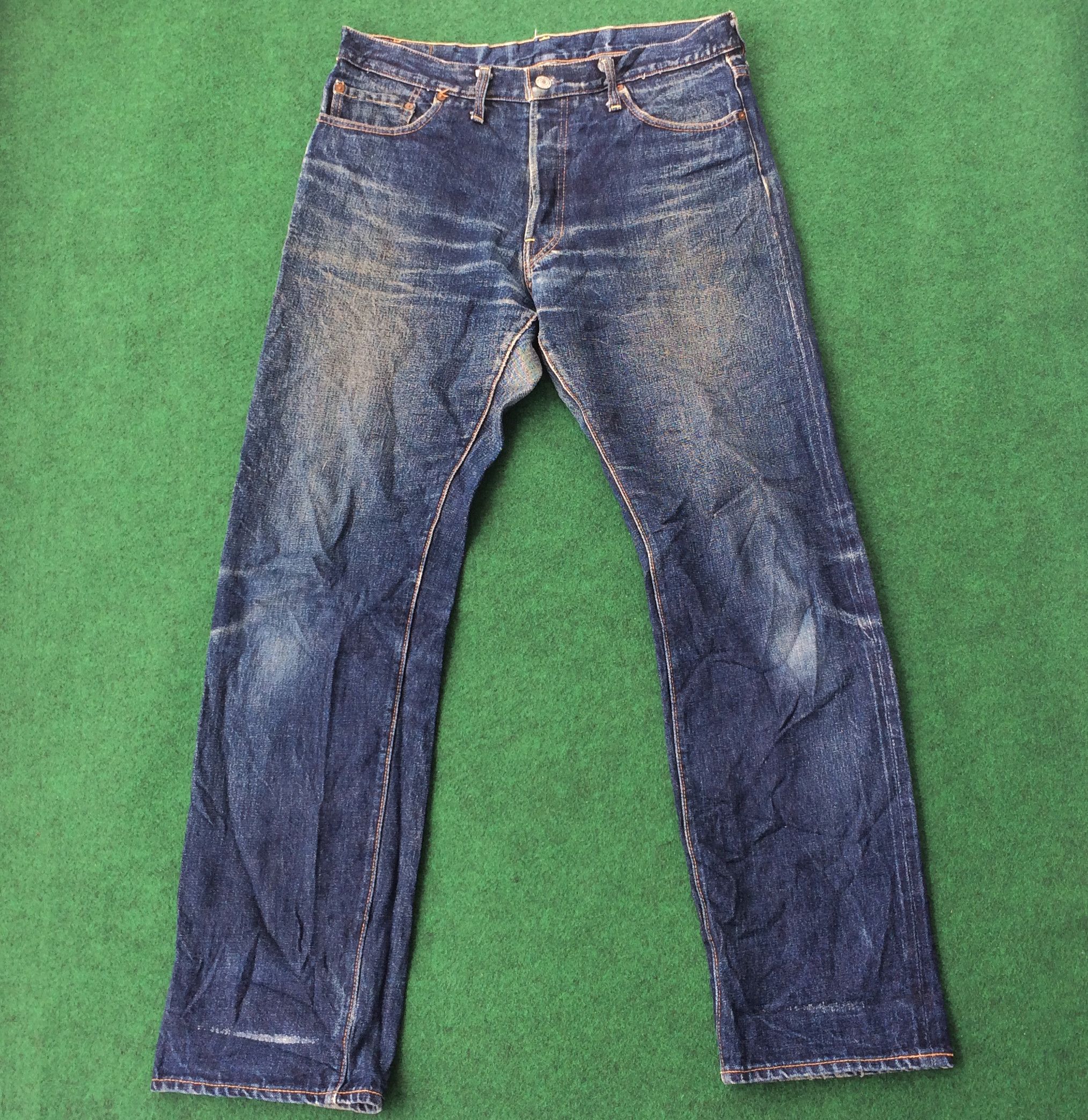 Japanese Brand Vtg Denime Ripped Distressed Redline Selvedge Jeans Size US 33 - 1 Thumbnail
